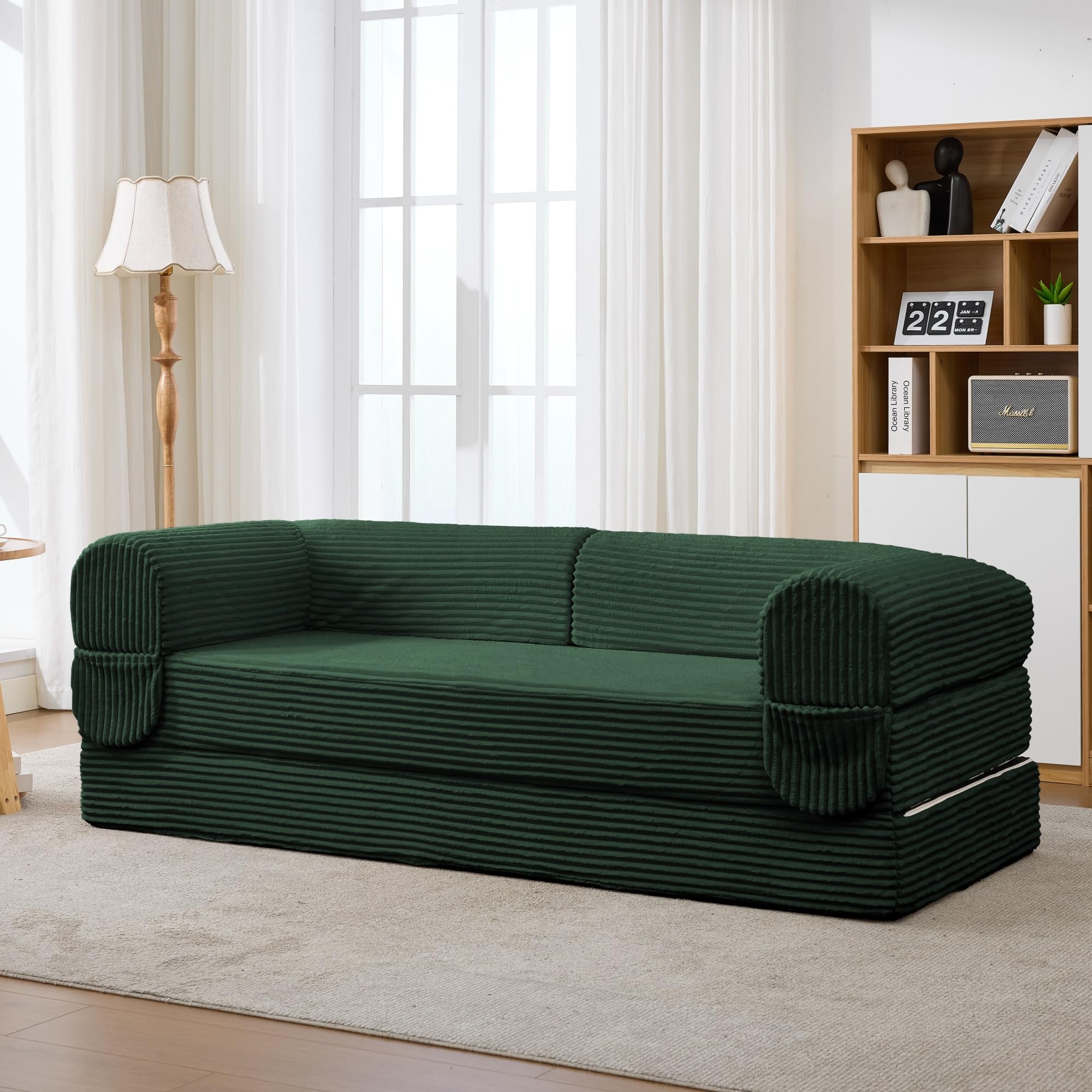 Yihomfy Divano convertibile a 3 posti in velluto a coste divano compresso per soggiorno appartamento piccolo spazio camera degli ospiti minimalista design divano letto modulare click comodo