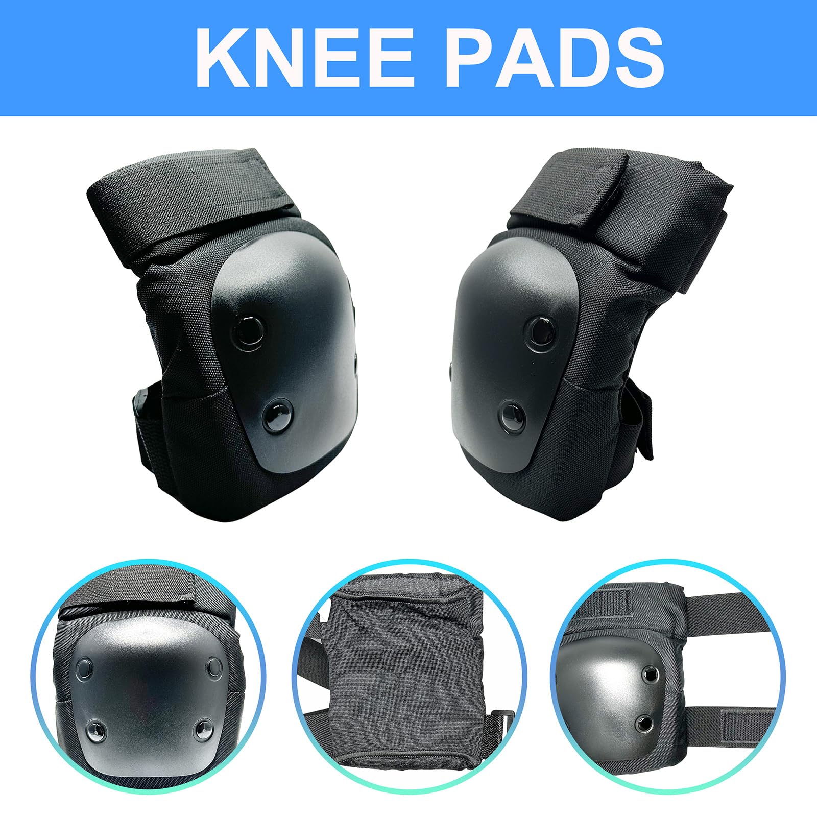 Kinder-Knieschoner und Ellbogenschützer-Set für Kinder von 5–8, Knieschoner, Skateboard- und Roller-Schutz-Set, Kinder-Schlittschuhschutz und Skate-Schutz, Jungen, schwarz