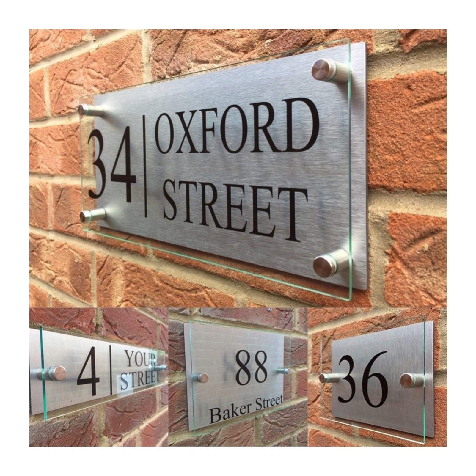 Numero de Maison Exterieur,Numero Maison Maison Acrylique Transparent sur Mesure Nombre Maison Plaques de Portes Plaques Plaques d'argent en Aluminium Panneau de Sauvegarde(14cm-20cm)