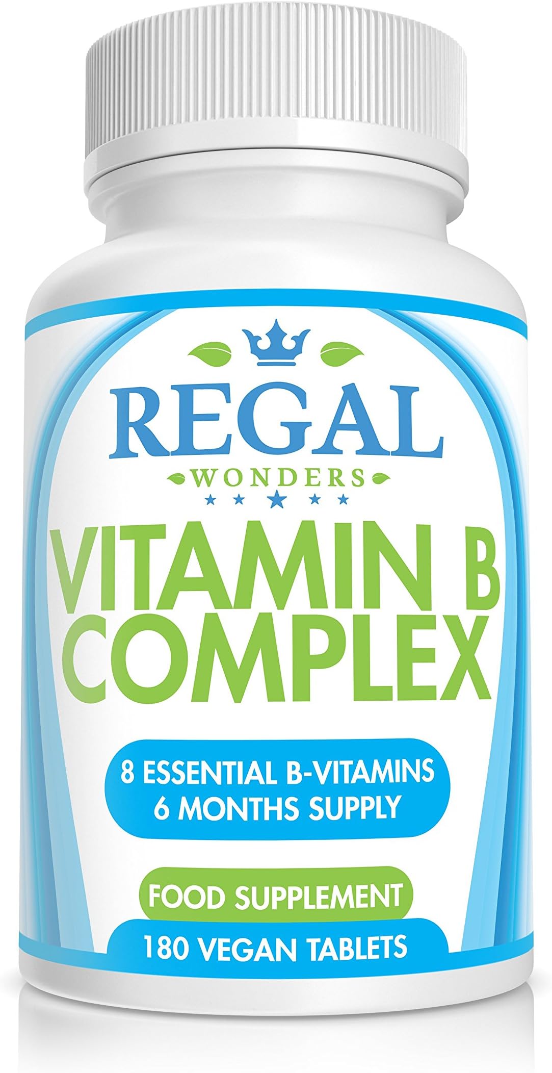 Vitamin B Complex 180 Tablets 6 Months Supply Supplement - 8 Strong Essential Super B Vitamins: B1, B2, B3, B5, B6, Biotin(B7), B12, Folic Acid - Made in the UK - Money Back Guarantee By Regal Wonders