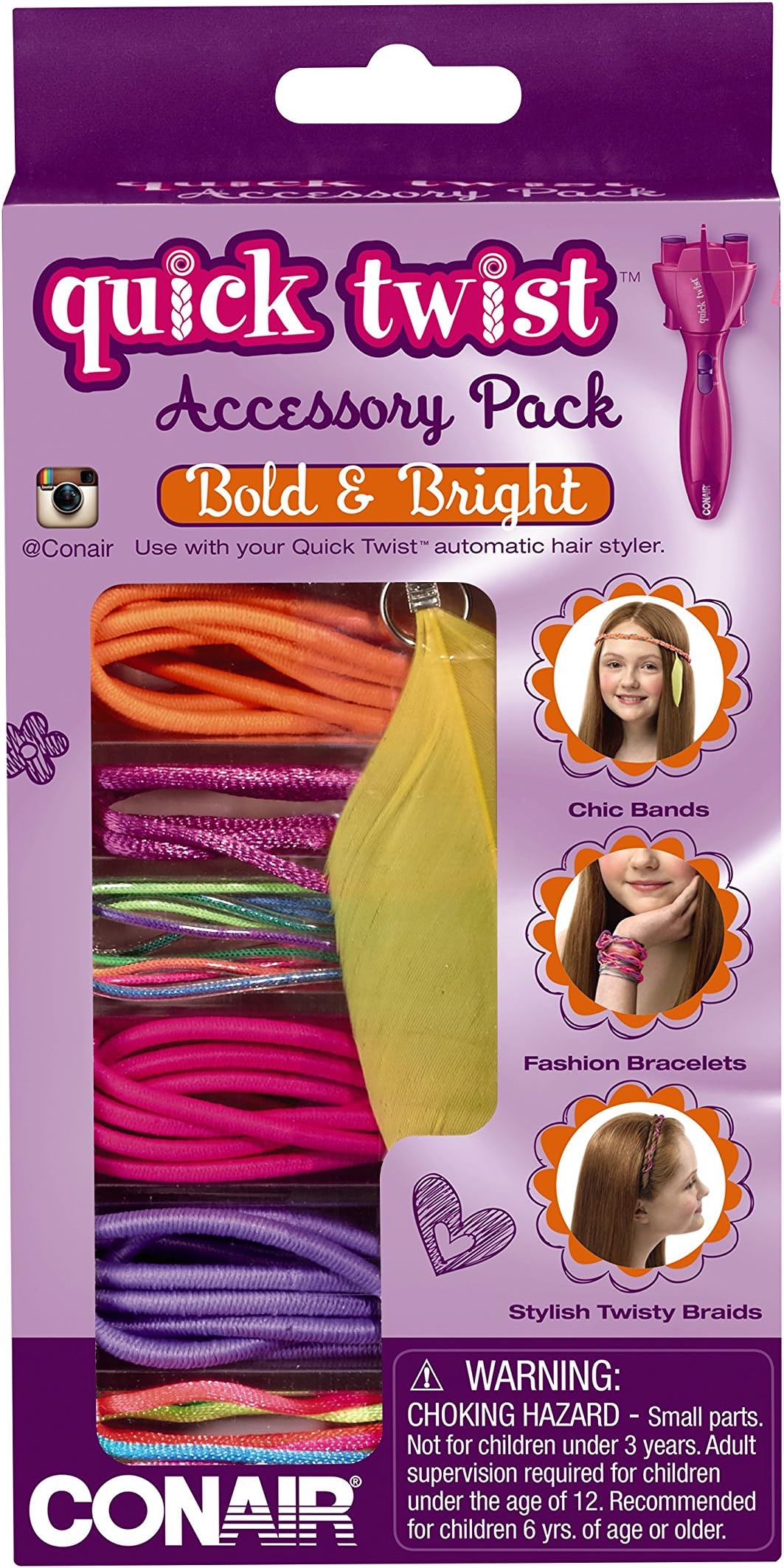 Quick Twist Hair Braider Accessory Kit, Bold and Bright