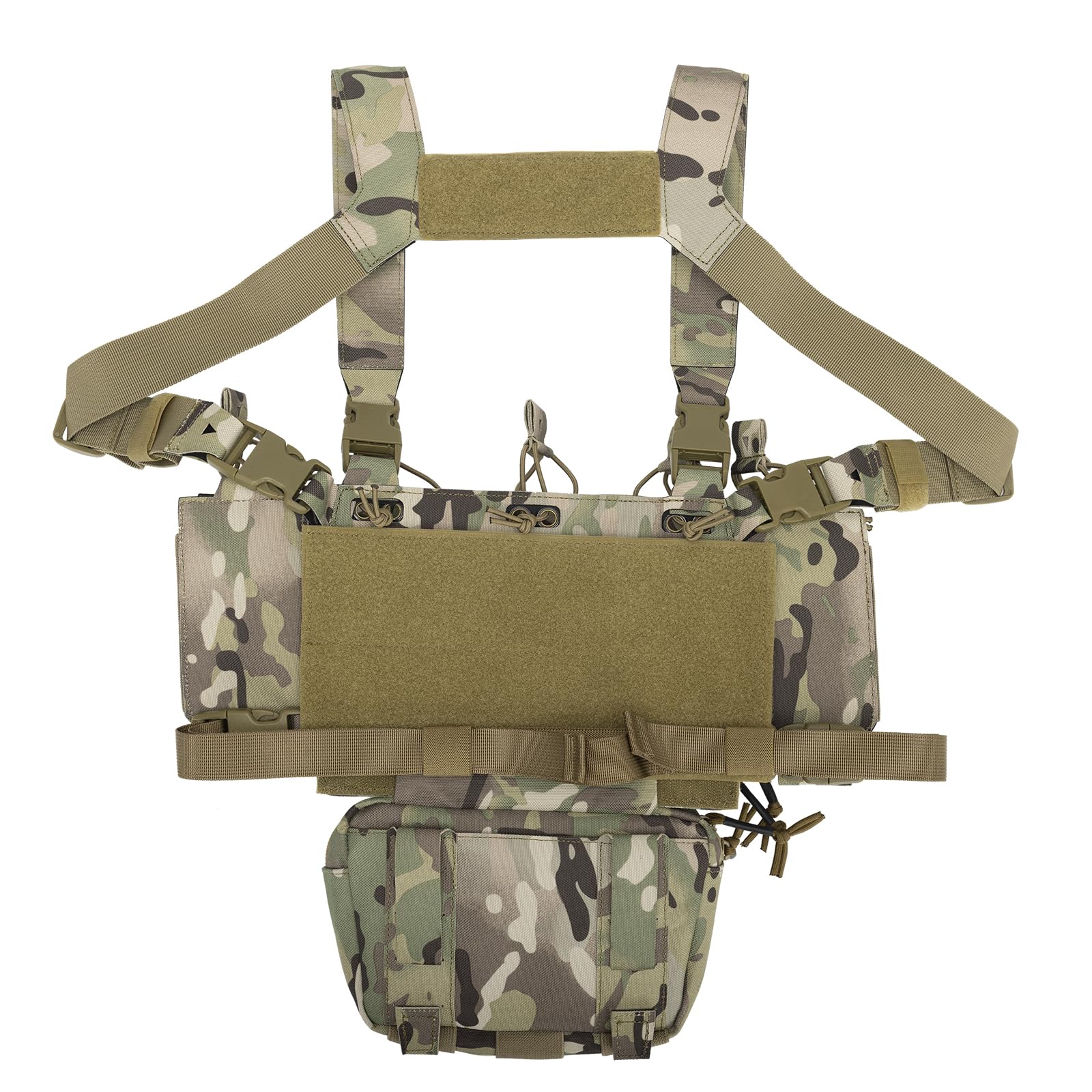 PIKEON Tactical Chest Mini Rig 1000D Quick Release Multifunctional Tactical Vest Outdoor with Multi-Pockets (CAMOU)