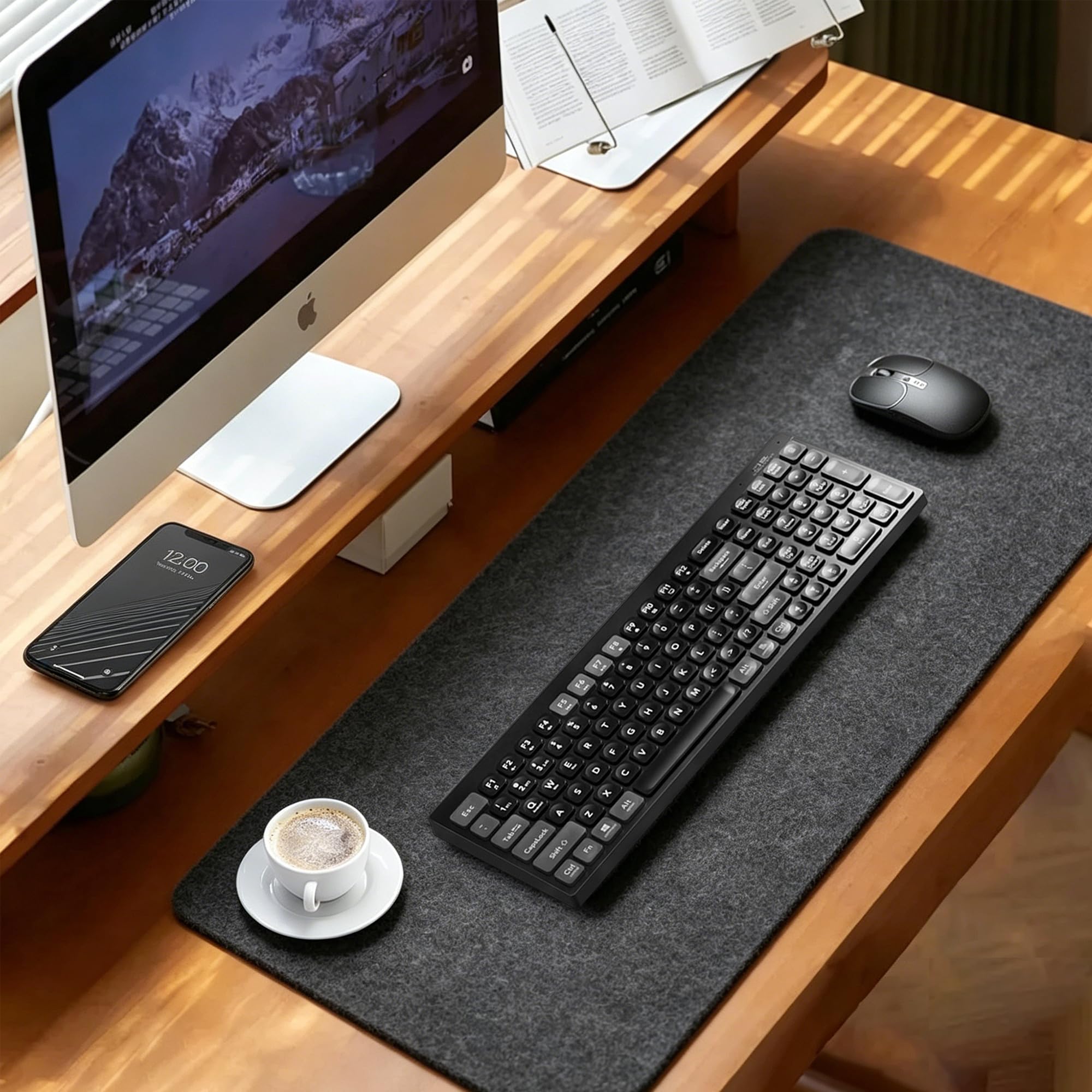 Sottomano da Scrivania in Feltro 100x40cm Tappetino Mouse Grande Antiscivolo per Laptop Mouse Tastiere