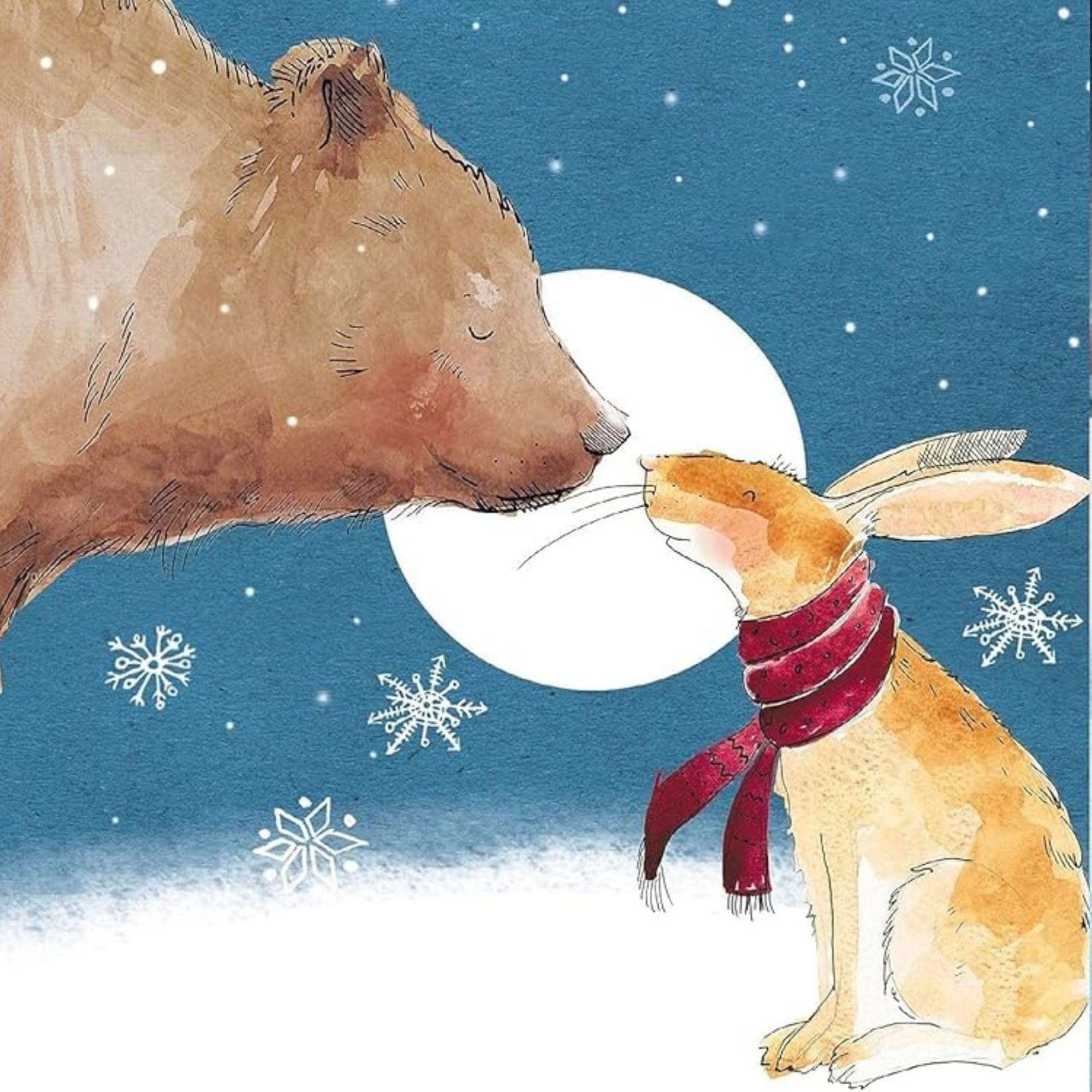 GBCC Charity Christmas Cards Box of 20 - Festive Hare & Bear in Snow - Assorted Premium Greeting Cards Multipack with Envelopes - 10 Each of 2 Designs - Supporting UK Charities - Image 3