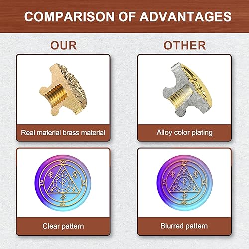 Miniatura 3 de Sellos de cera de sellado de runas, sello de cera con patrón de escritura antigua, sellos de cobre de 0.984 in, reemplazo de cabeza de sello
