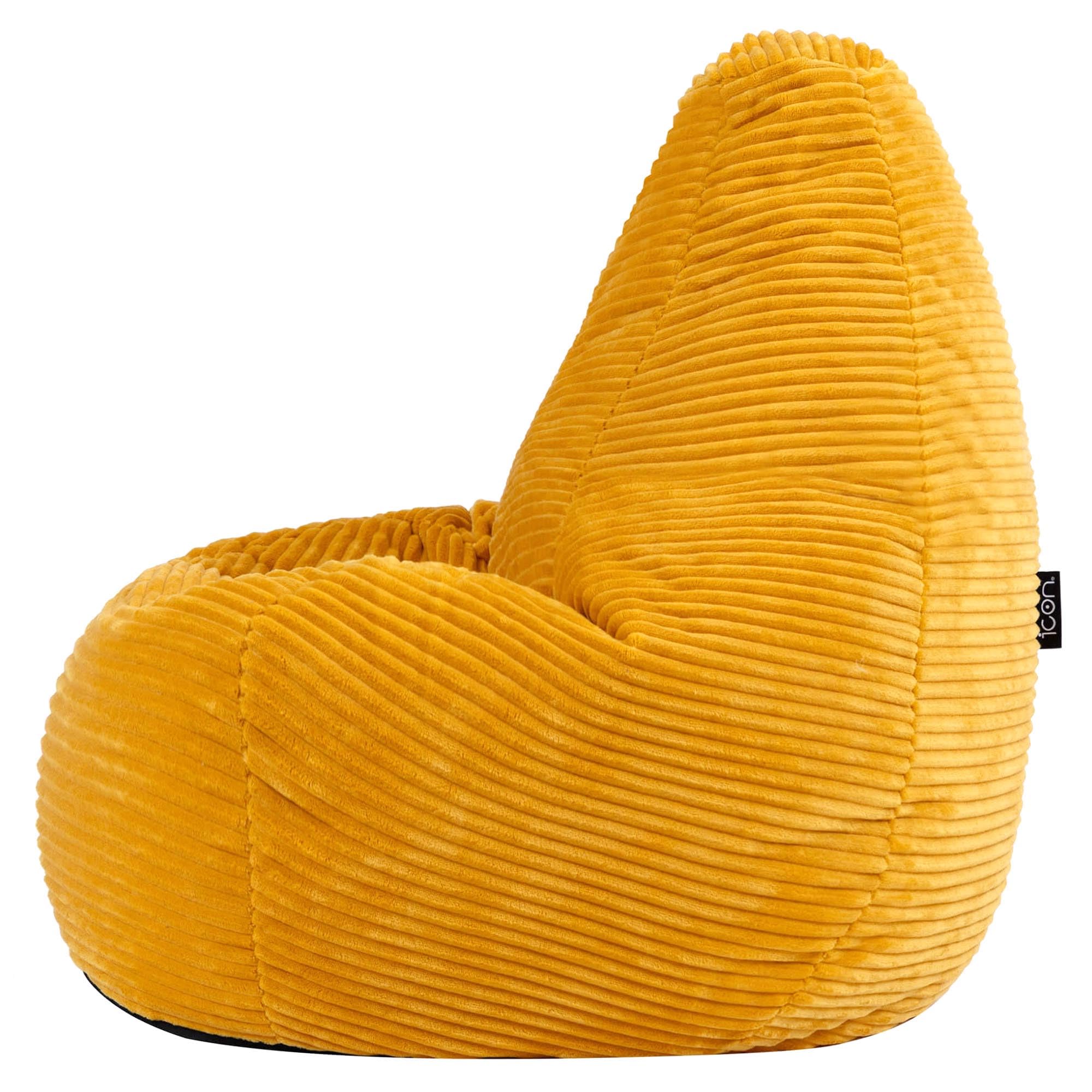 Icon Dalton Pouf Enfant, Velours Côtelé, pour Poire avec Remplissage, Chaise Enfant, Fauteuil Chambre, Meuble Chambre, Meuble Salon, Jaune