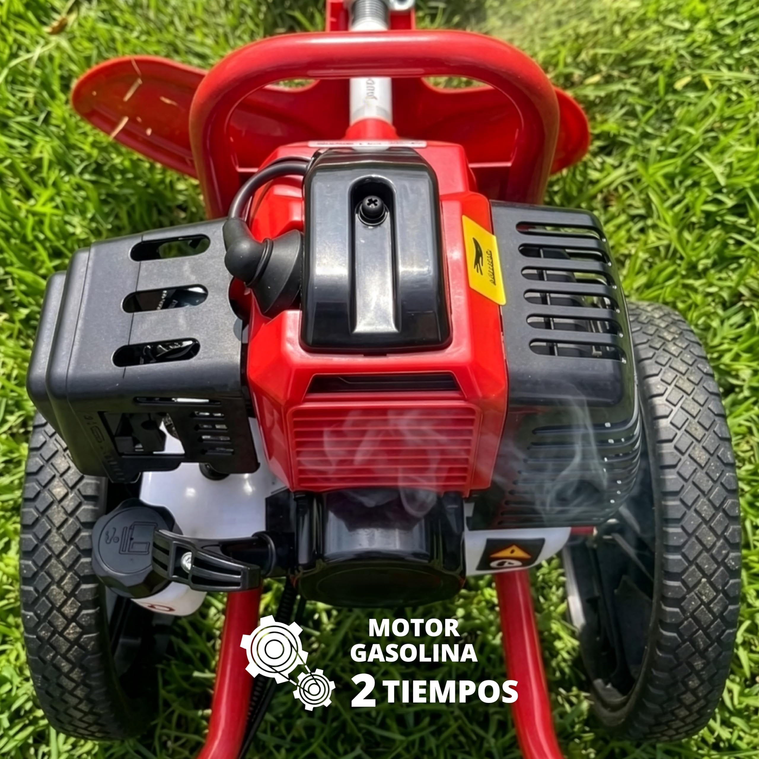 Synergy Desbrozadora de Ruedas Gasolina 52cc 2CV – Motor 2 Tiempos – Modelo Pro Wheels – Cabezal de Hilo y Cabezal de Corte para maleza