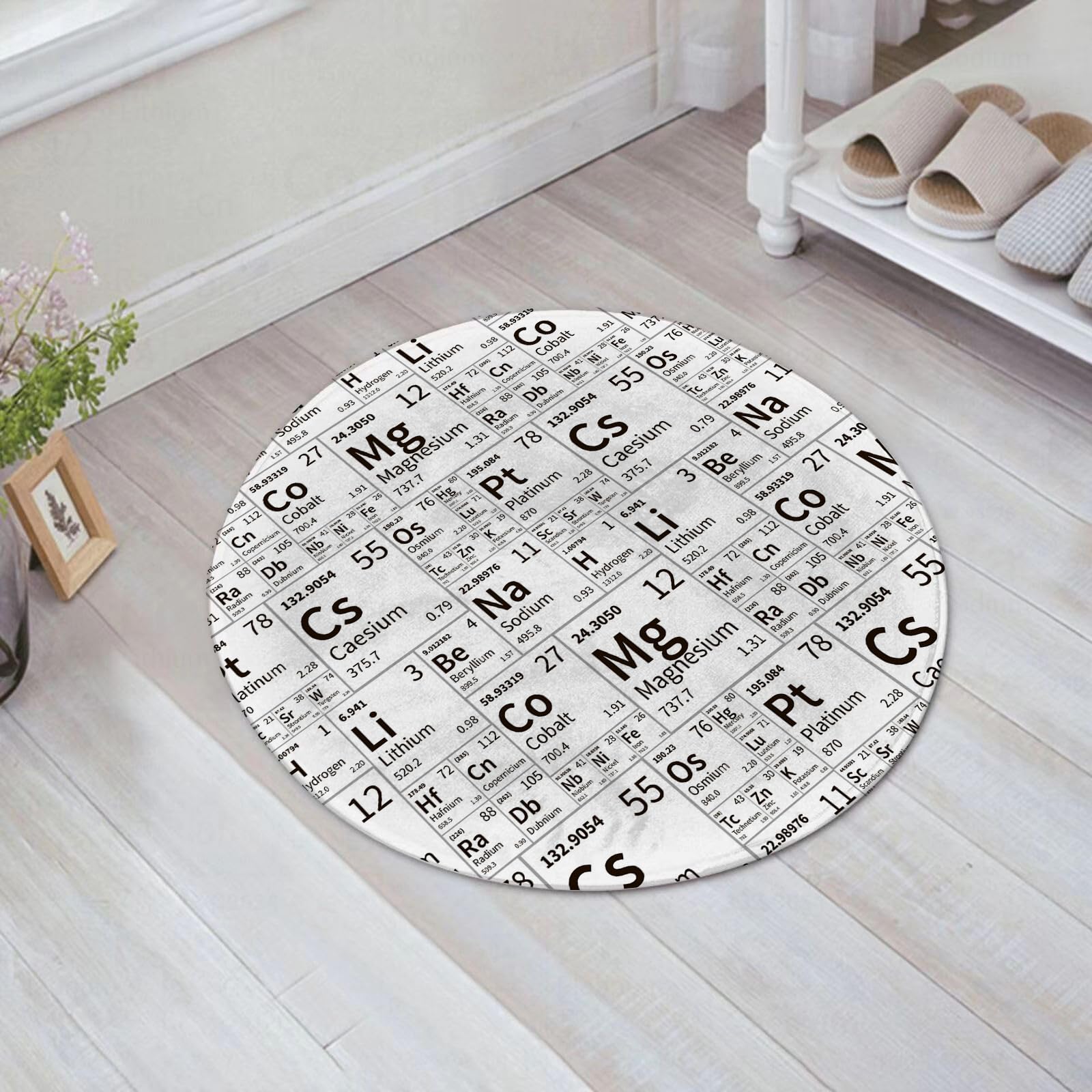 EMFSLA Bath Mat 24x24 in,A lot of chemical elements from periodic table black and white seamless pattern,Non-Slip Bathroom Mat Machine-Washable,Ultra Soft and Water Absorbent Bath Rug for Bathroom