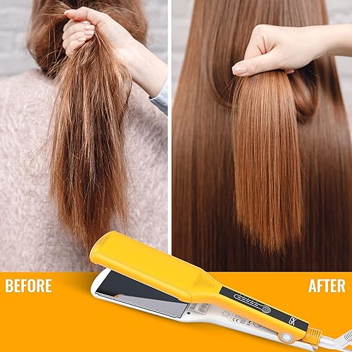Miniatura 3 de GKhair - Placas de titanio con control de un solo botón y ajuste de grosor para alisar el cabello y fácil bloqueo de almacenamiento para rizados