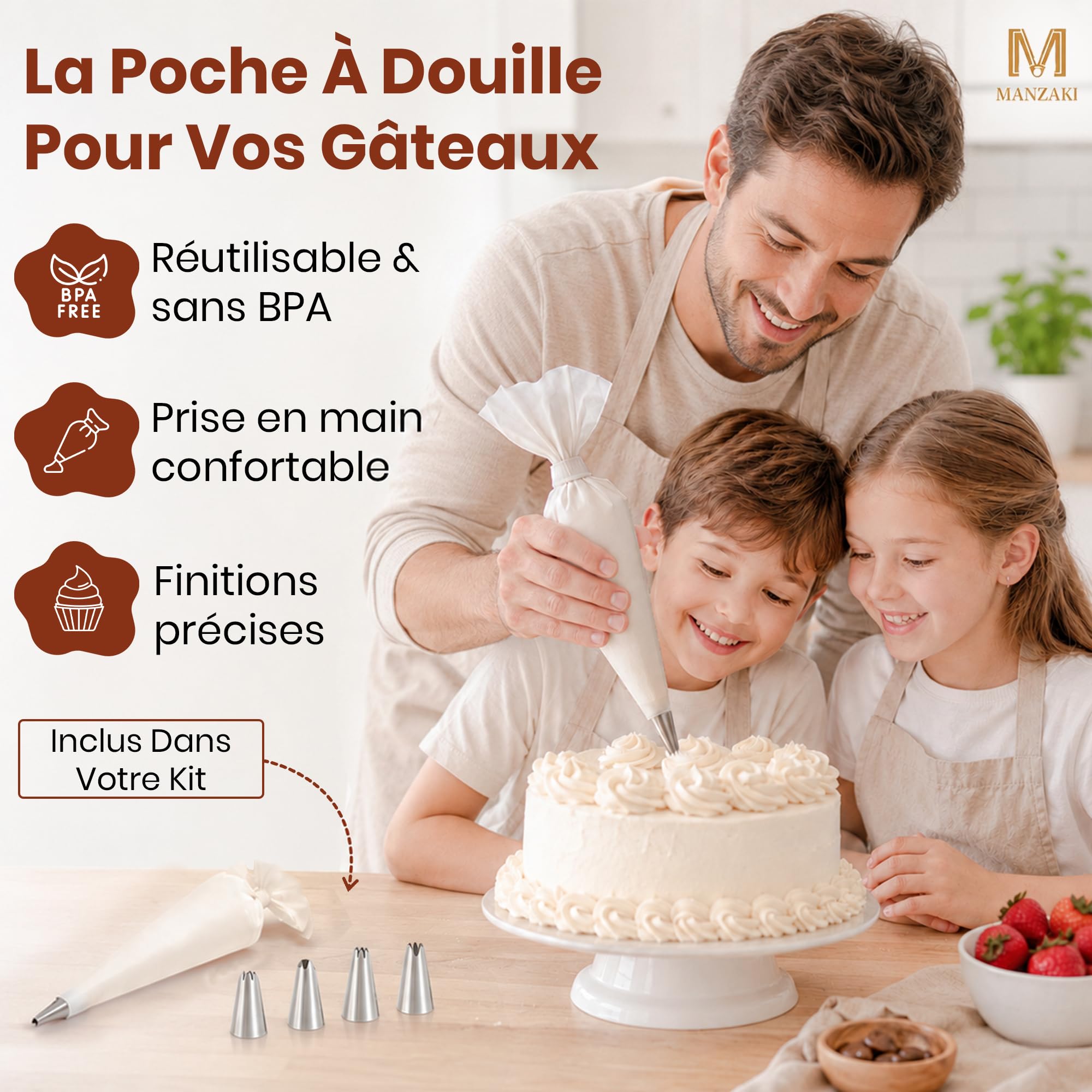 Machine à Churros Inox — Churros & Chichi Croustillants en Quelques Minutes — Appareil avec Poche à Douille Pro 41 cm — Presse à Biscuits Tunisiens — Sans BPA Certifié LFGB — 9 Disques 7 Douilles