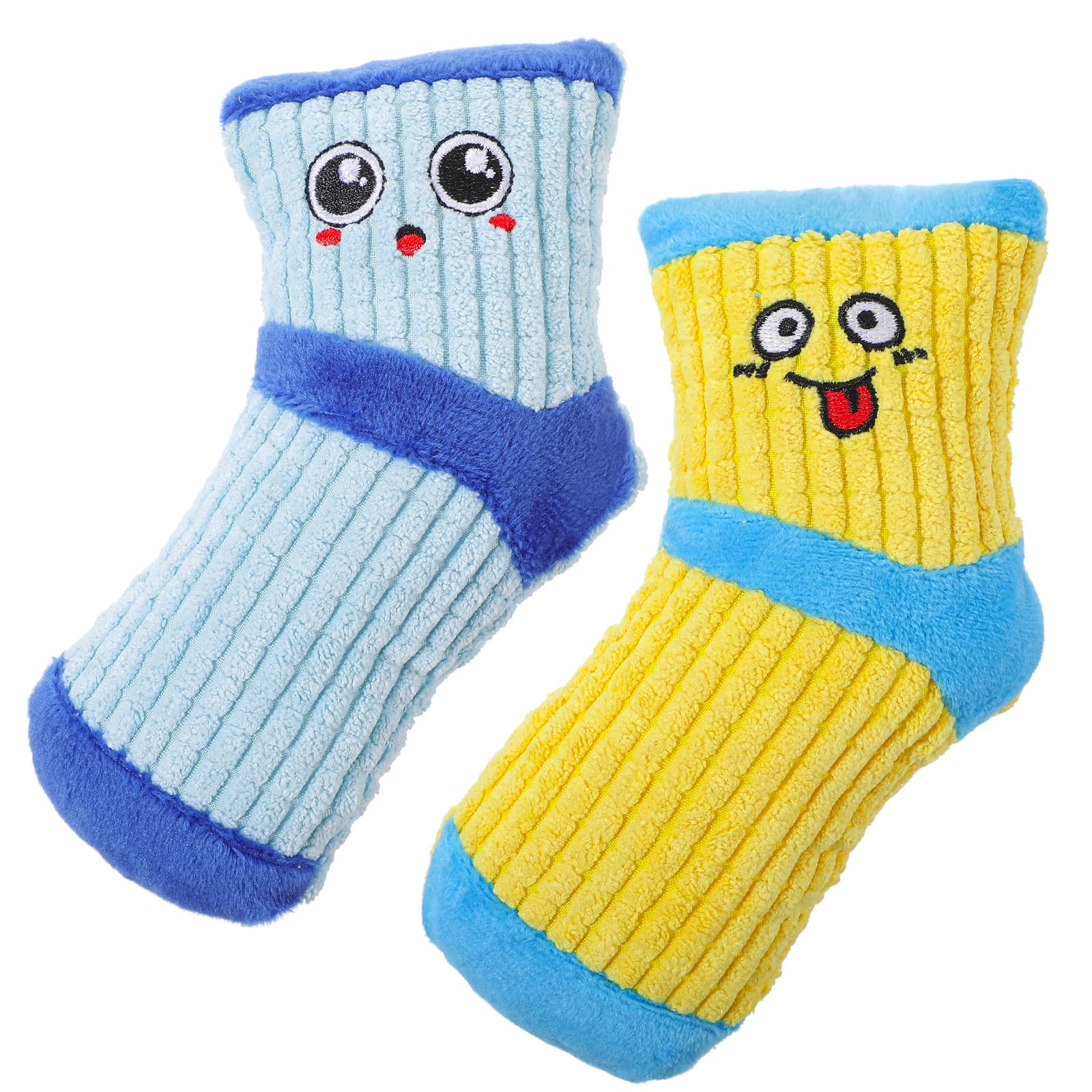 2 PCS Dog Toy Funny Dog Chew Toys Cute Expression Bite Toy Fun Sock Shape Stuffed Toys for Dogs Dental Health Small Medium Dogs