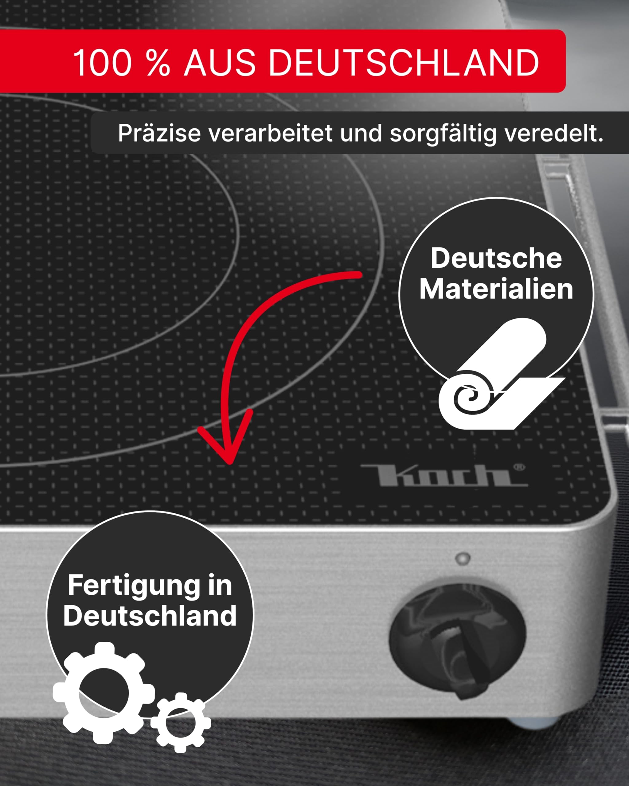 KOCH RGK30 - Ceran Kochplatte 2 Kreis 2100 Watt – 9 Leistungsstufen - Schott & E.G.O. Technologie für Outdoorküche Bistro Appartement Wohnwagen Ferienwohnung - Design Edition by Koch - Made in Germany