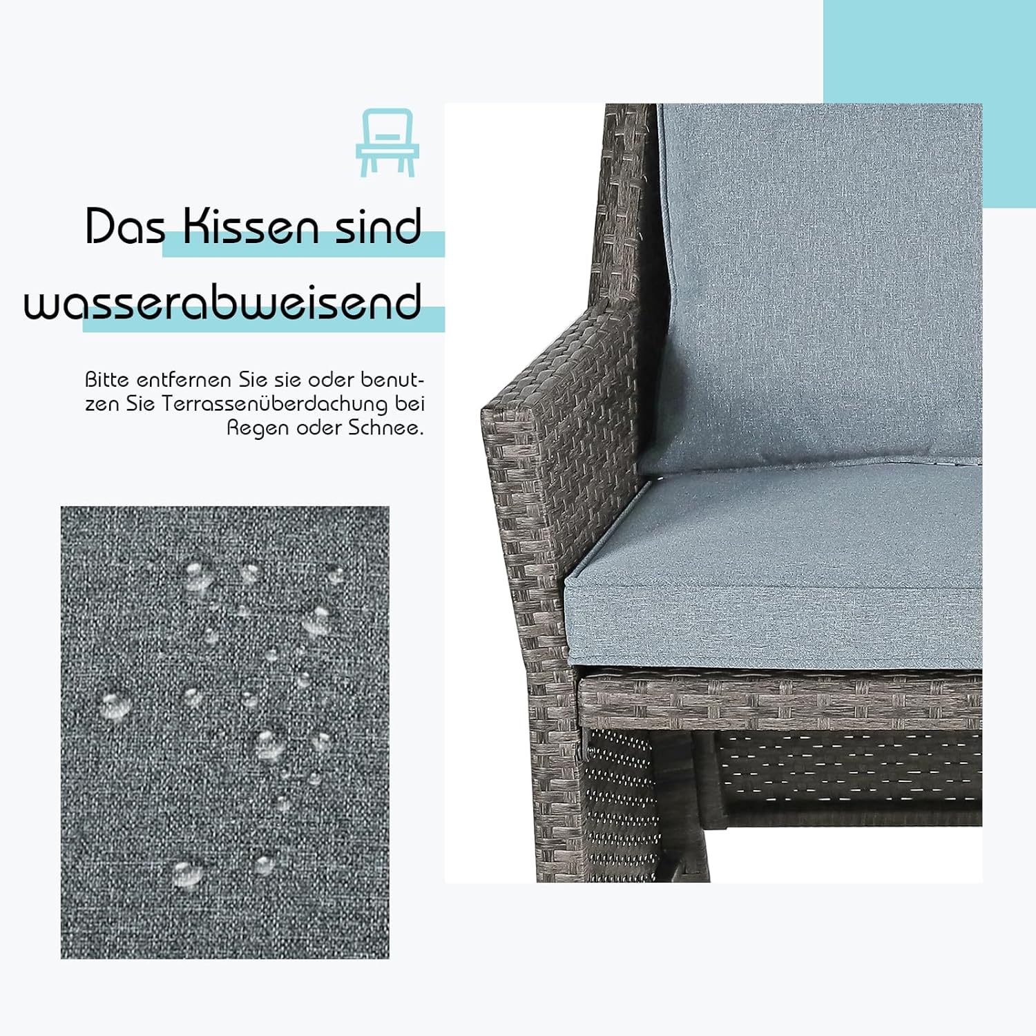 OC Orange-Casual 2-Piece Outdoor Patio Furniture Wicker Love-seat and Coffee Table Set, with Built-in Storage Bin, Grey Rattan, Grey Cushions