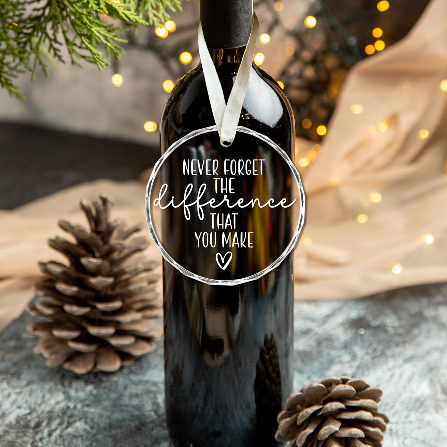 Thank You Gifts for Women Men - Never Forget The Difference That You Make for Coworkers, Retirement Farewell Going Away for Women Men Coworker Boss Friend - Glass Ornament - Image 4