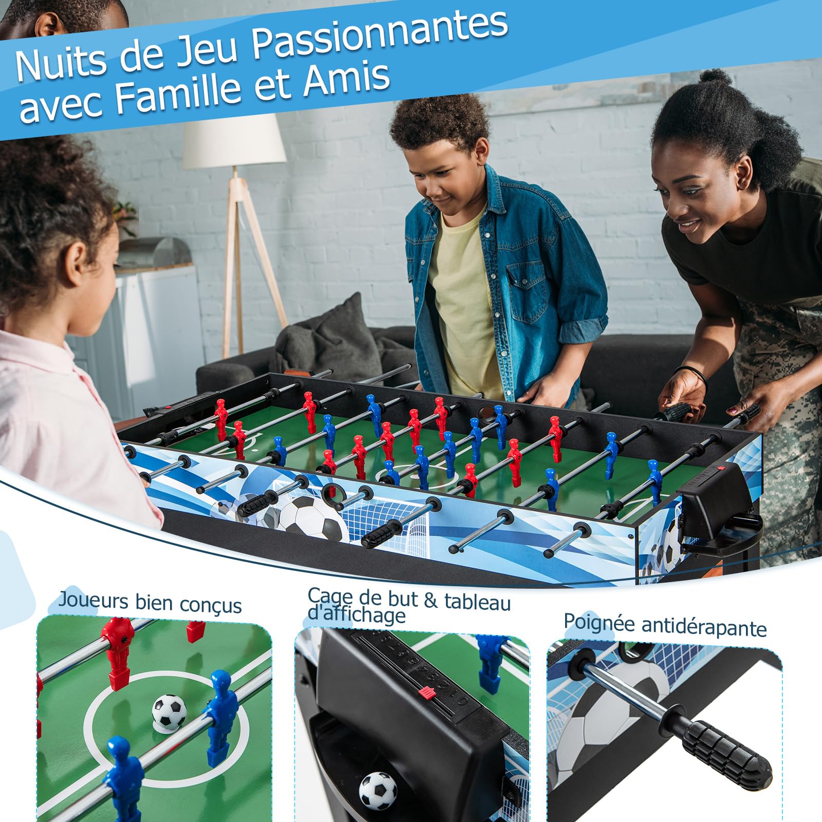 GOPLUS 14-en-1 Table Babyfoot, Table de Jeu Combinée avec Basketball, Billard, Baby-Foot, Tennis de Table, Hockey, Shuffleboard, Bowling, Échecs, Dames, Backgammon, Morpion,109 x 58 x 152 cm