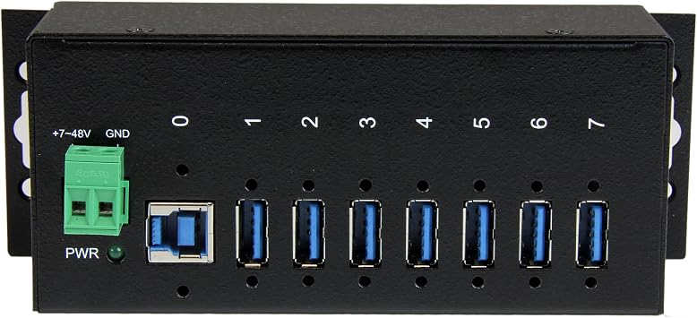 7-Port USB 3.0 Hub - 5Gbps - Metal Industrial USB-A Hub with ESD Protection & 350W Surge Protection - Din Rail Wall or Desk Mountable - TAA Compliant USB Expander Hub (ST7300USBME) | Metal housing, 15kV ESD and 350W surge protection, DIN rail wall desk mountable, USB expander hub