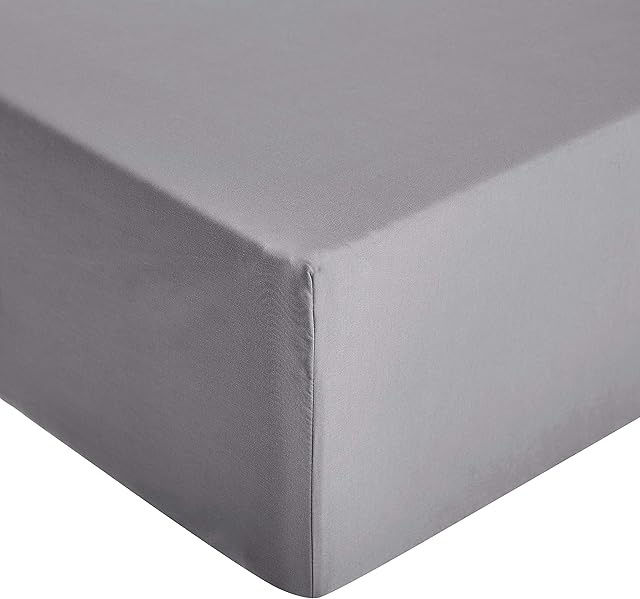 Amazon Basics Premium Microfibre Fitted Sheet -135 x 190 x 30 cm, Dark Grey
