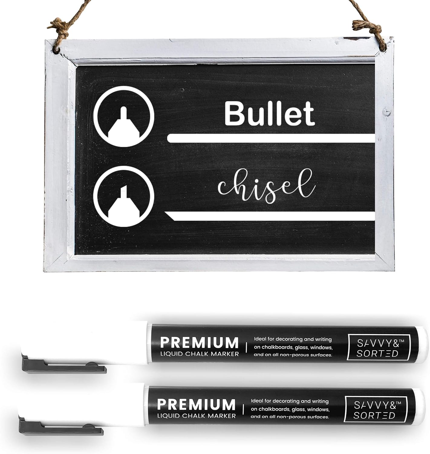 White Erasable Liquid Chalk Markers 2PK 3mm Fine Tip Chalkboard Marker for