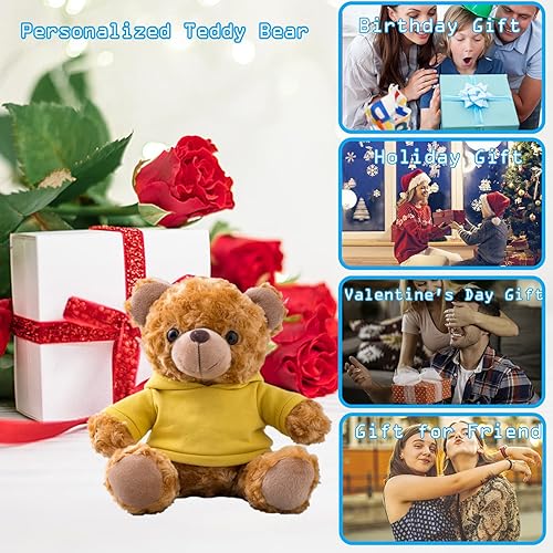 Miniatura 6 de Oso de peluche personalizado con texto personalizado, oso de peluche marrón como regalo personalizado para novianovio en el día de San Valentín,
