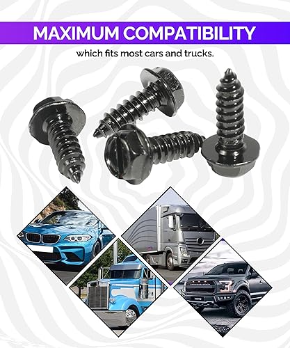 Miniatura 5 de Tornillos para matrícula, kit de tornillos de matrícula inoxidables, accesorios de automóvil, pernos de montaje autorroscantes de acero inoxidable,