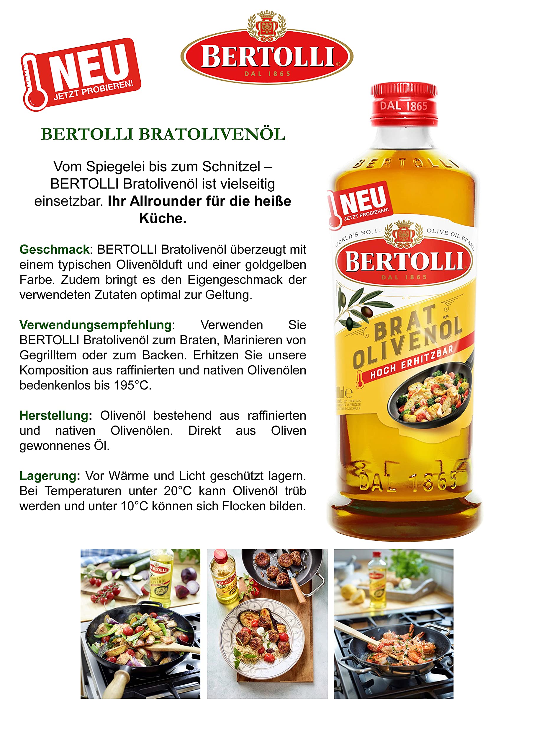 Bertolli Olej z oliwek do smażenia, 6-pak (6 x 500 ml)