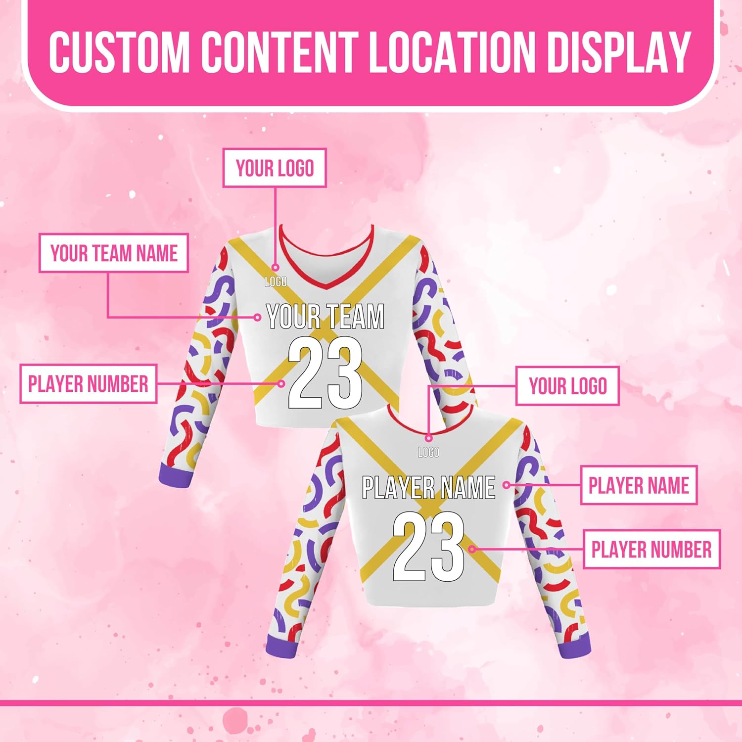 SGS Sports Gear Custom Cheerleading Jerseys, Personalized Standard Design Jerseys with Name & Number for Unisex