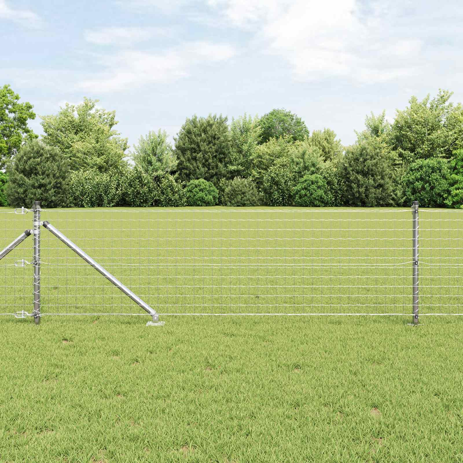 Pali per recinzione, 52 pezzi, grigio, 3,2 x 3,2 x 145 cm | Acciaio verniciato a polvere, resistente alle intemperie, per giardino e terrazza, facile montaggio con martello