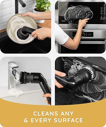 Miniatura 2 de JULY HOME Limpiador giratorio eléctrico de mano limpiador automático inalámbrico para ducha limpiador para azulejos parrilla platos fregadero ducha