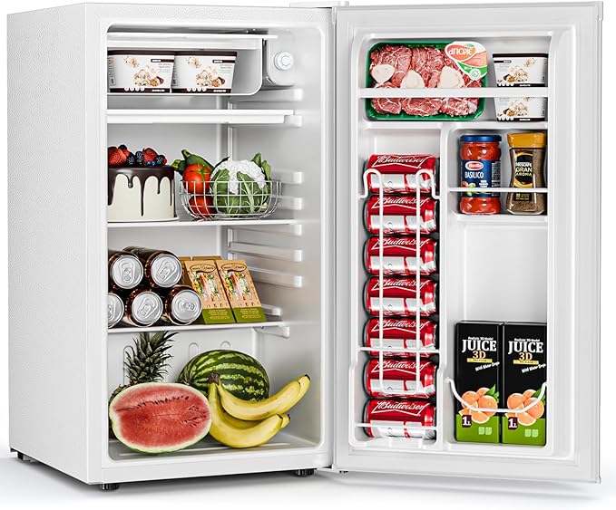 Antarctic Star Mini Compact Refrigerator with Freezer, 3.2 Cu.Ft. Single Door with Adjustable Thermostat,Removable Glass Shelves for Apartment/Dorm/Office,WHITE on Fridge.com