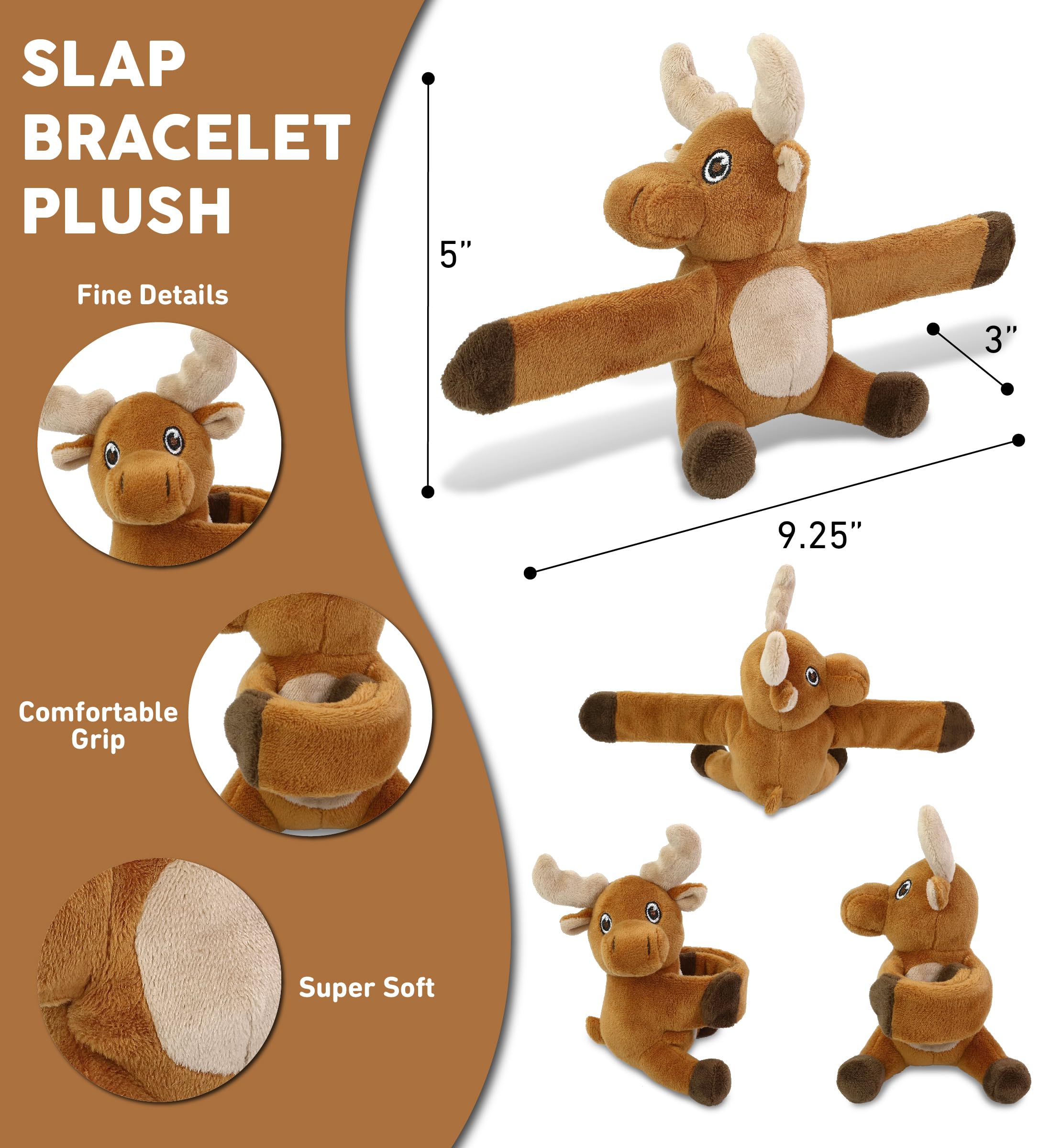 Amazon.com: DolliBu Moose Stuffed Animal Slap Bracelet - Fluffy