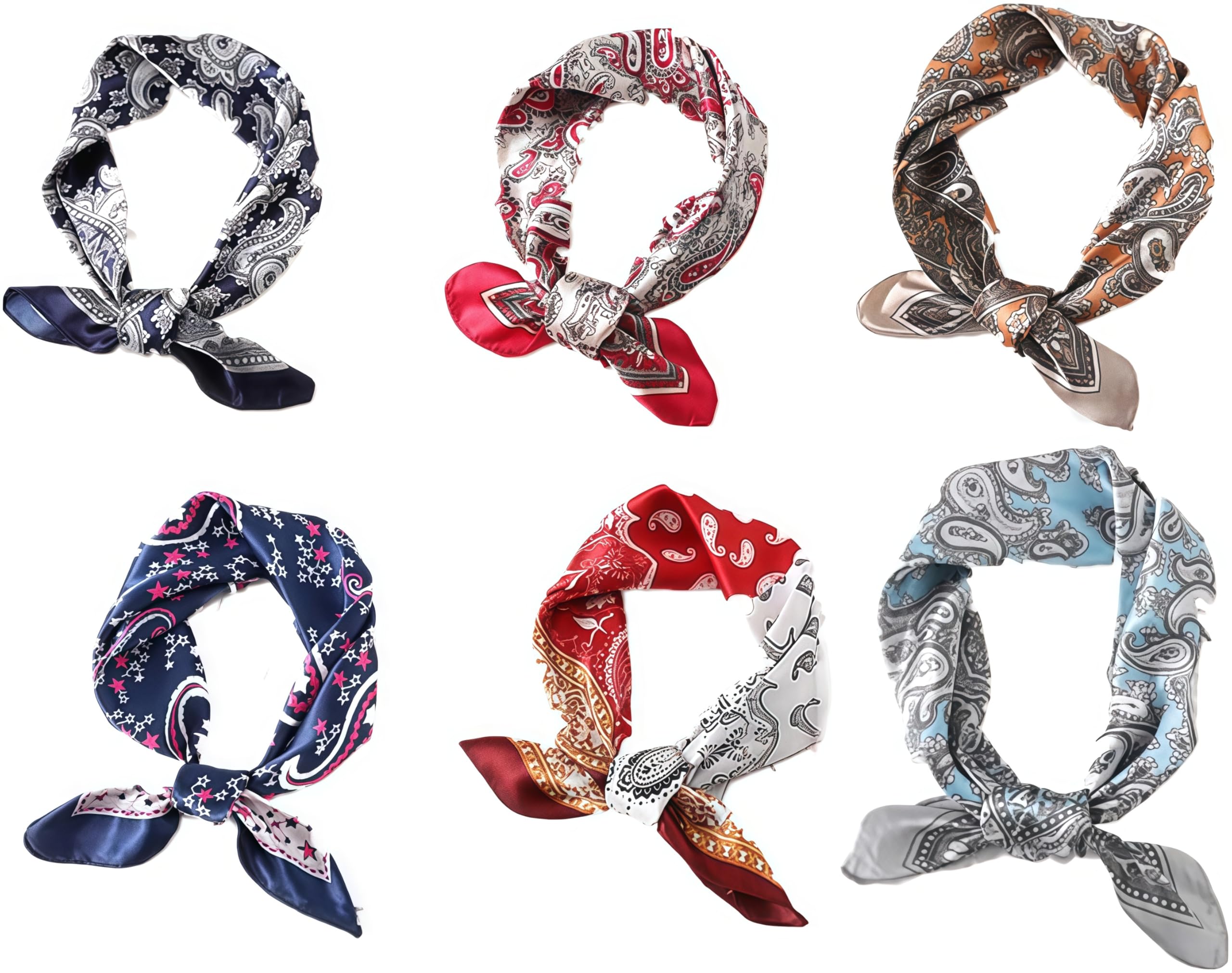 Sciarpa Bandana Quadrata In Seta 100% Donna – Scialle Grande 33 Cm, Stampa Animal, Colori Blu Giallo Rosso WS655