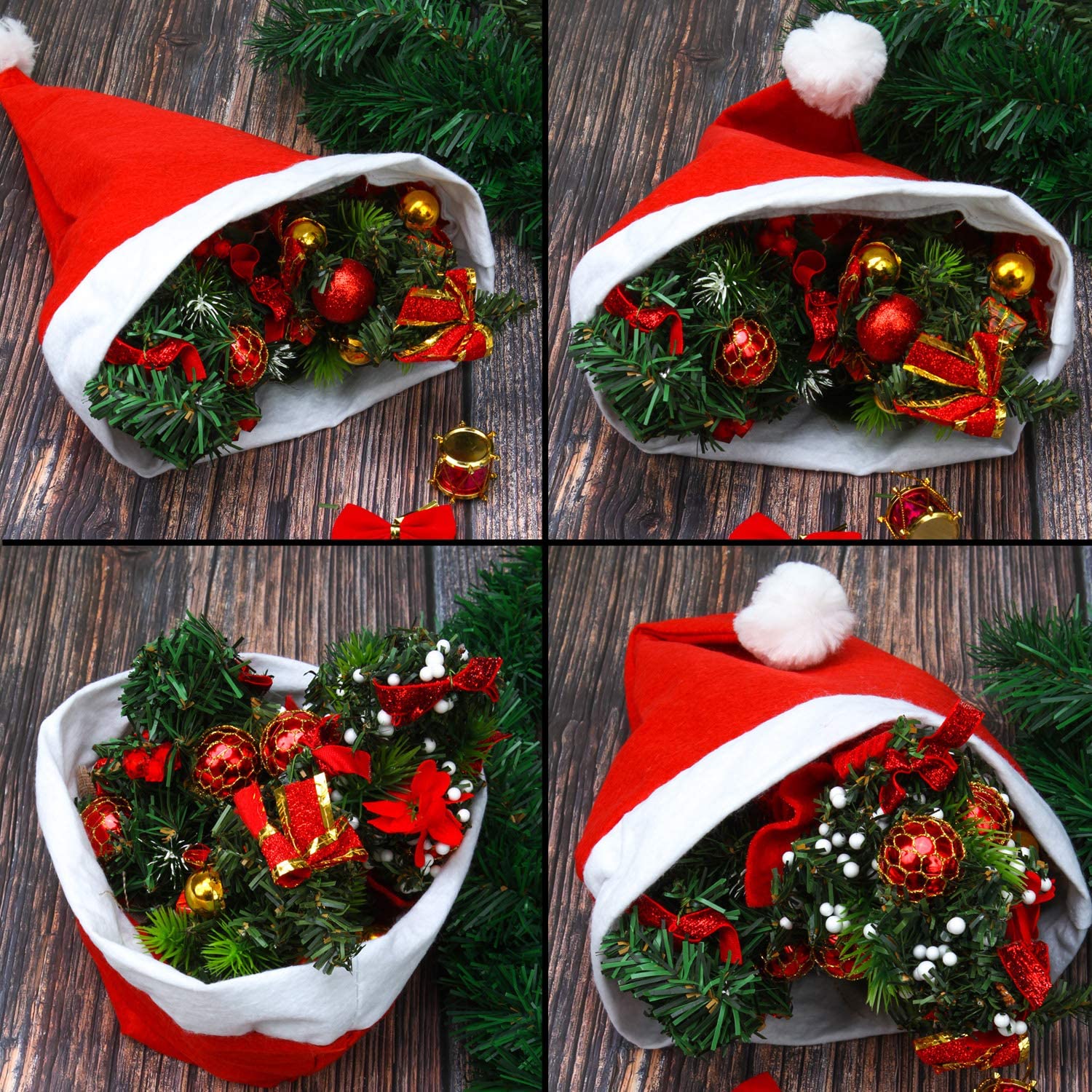 Awcigg Bonnet Noel Adulte De Luxe Velours De Bonnet De Père Noël Femme