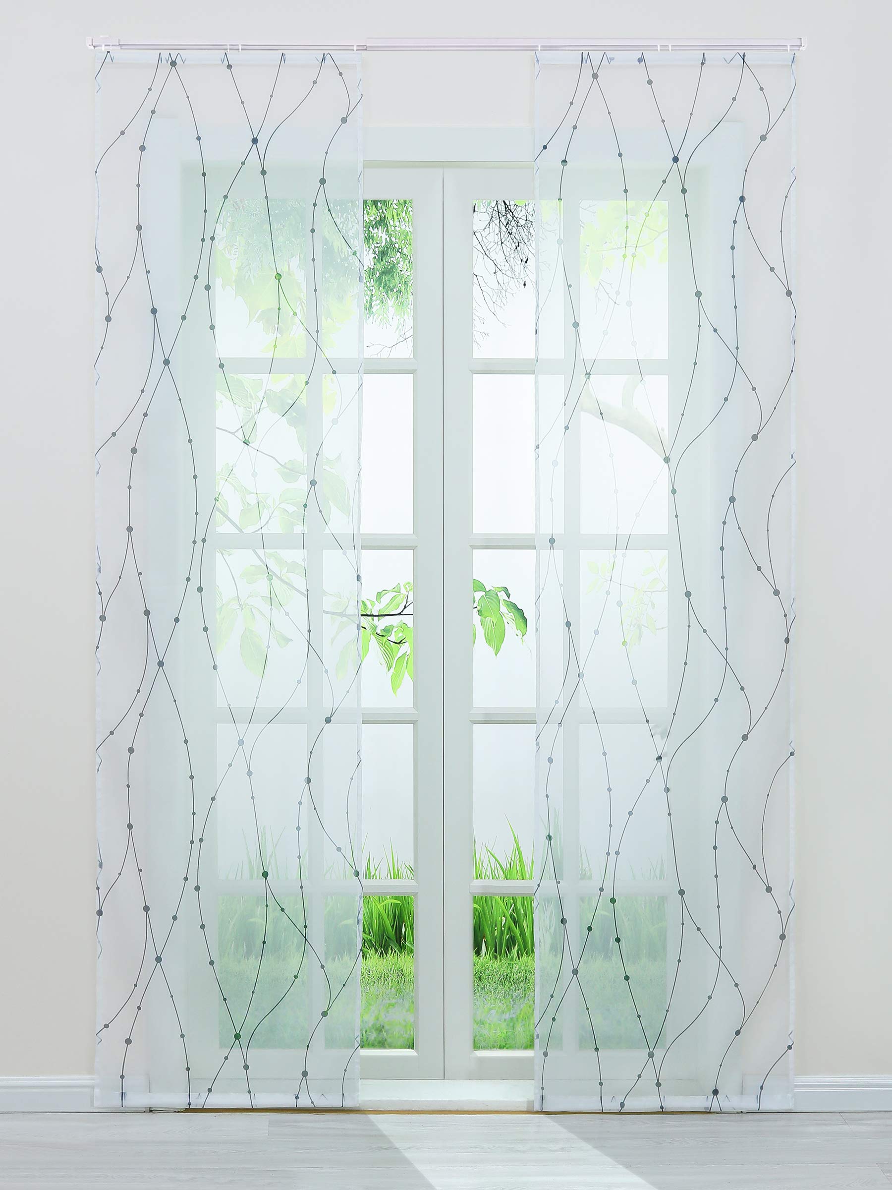 Joyswahl Voile Schiebegardine mit Klettband »Betty« transparenter Schiebevorhang mit Streifen, Grau, BxH 57x245cm (2 Stück), inkl. Beschwerungsstange