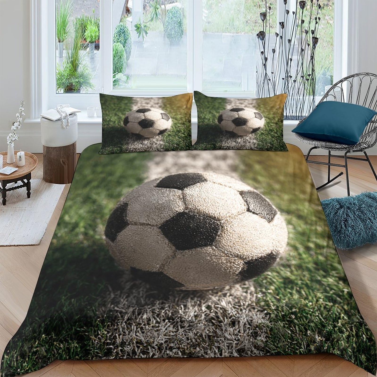 Ctjqhvkz Style-10 3D Printed Soccer Field Fitted Sheet Microfiber Soft Durable Football Bed Cover For Bedroom Guest Room Mattress Decor Single（135X200cm）