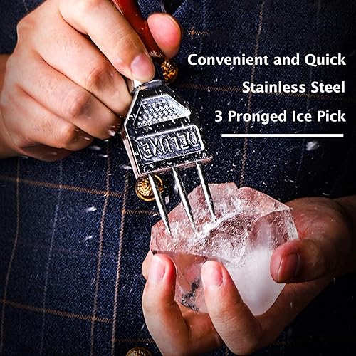 Miniatura 4 de Picadora de hielo de acero inoxidable con mango de madera de seguridad para herramienta de cocina, camarero, restaurante, picnic, campamento,