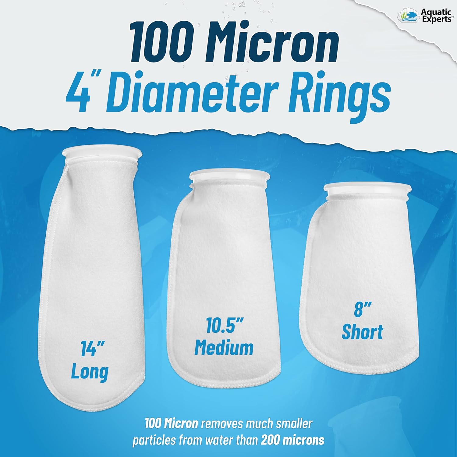 TankFirst Aquarium Water Conditioner 500 ml and 2-Pack, 4"x16" 100 Micron Felt Filter Socks