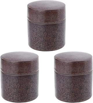 STOBAZA Ceramic Tea Tin 150ml Amber Glaze Travel Portable Tea Canister Set of 3 Sealed Airtight Storage Jars for Kitchen