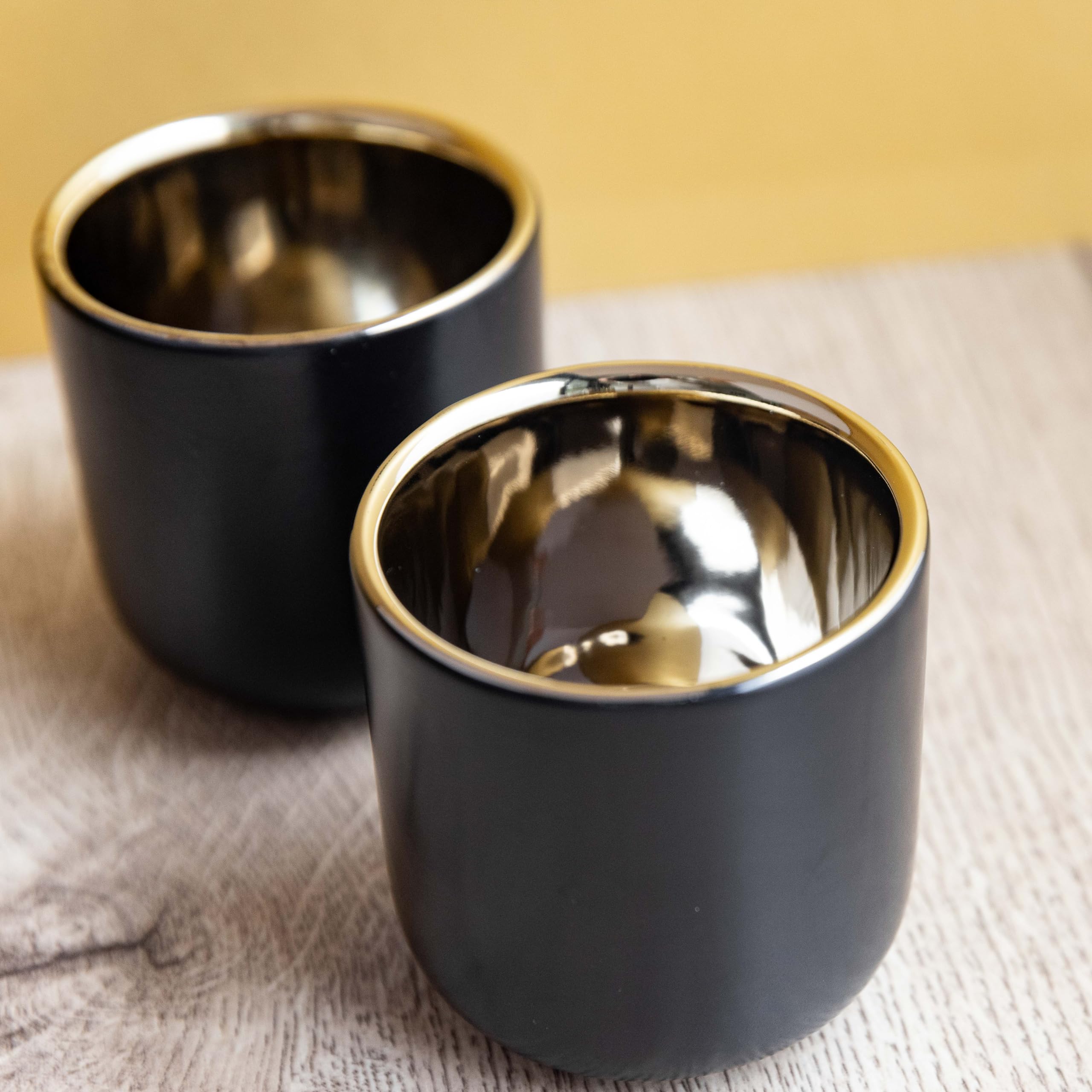 La Cafetière Kubki do espresso z podwójnymi ściankami, zestaw dwóch sztuk, 70 ml, czarne, LCDWMUG702PC