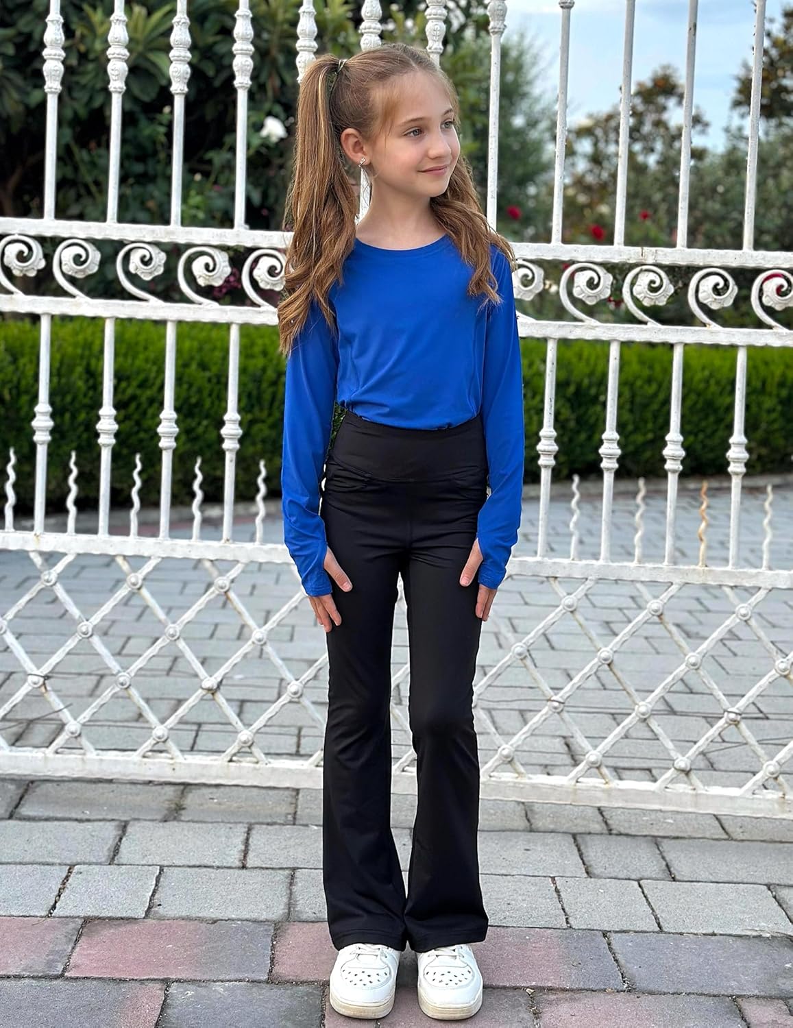 Zaclotre Girls Long Sleeve Shirts with Thumb Holes Quick Dry Workout Athletic Tops for Kids Sport Performance Clothes - Image 7