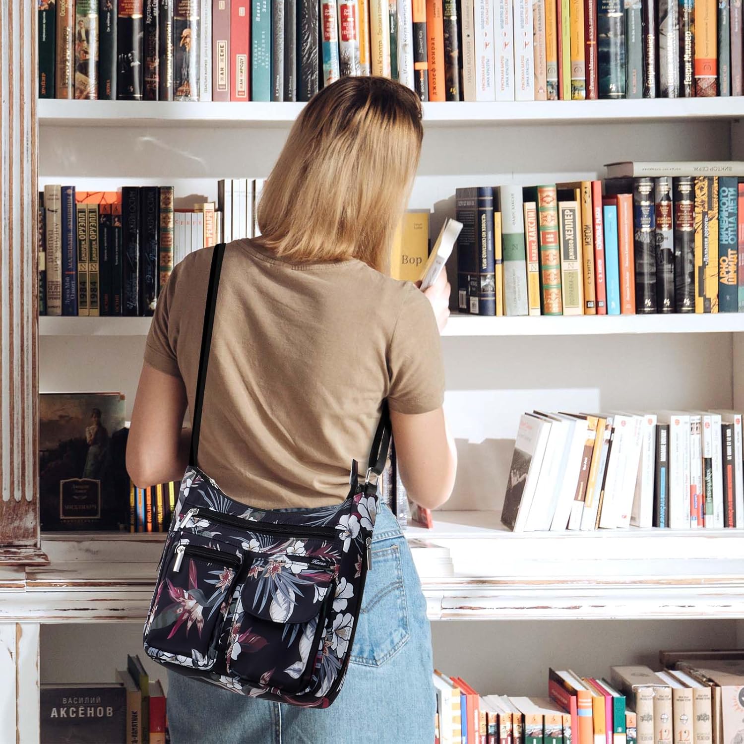 Kamo Crossbody for Women - Multi-pocket Shoulder Lightweight Messenger Casual Printed Purse Handbag Travel Bag - Image 3