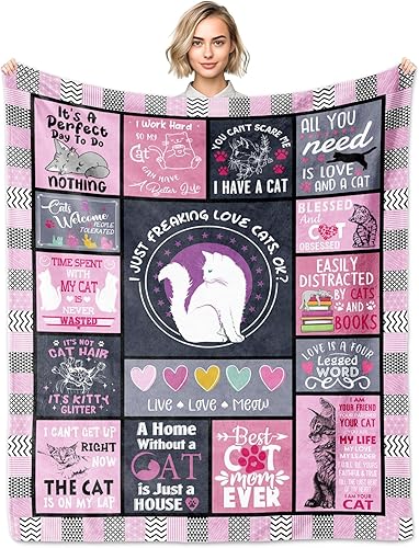 Regalos para amantes de los gatos, regalos para amantes de los gatos, regalos para amantes de los gatos, manta de 60 x 50 pulgadas, regalos para