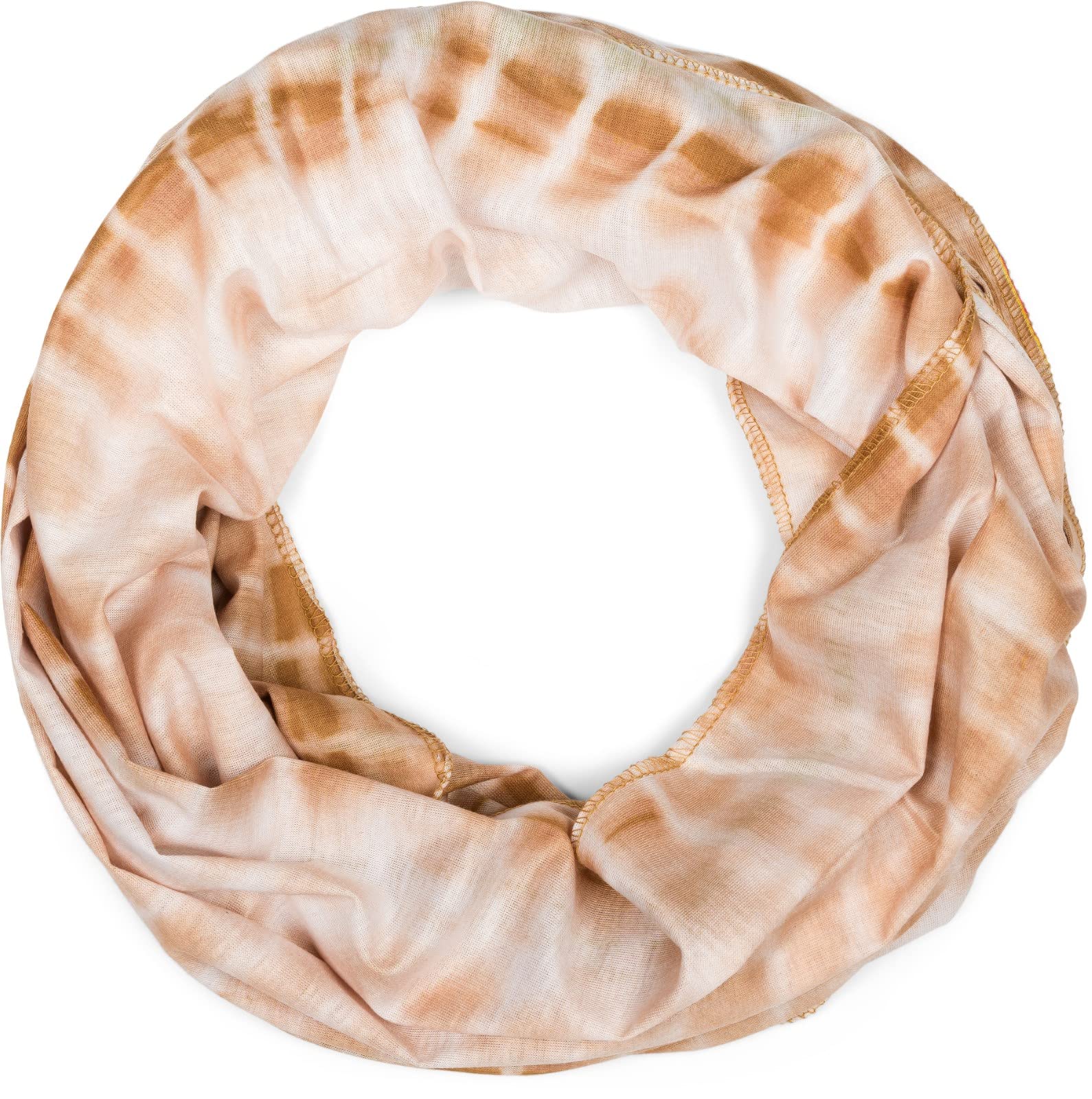 Stylebreaker Women's Brown-Beige Unisex Loop Scarf With Batik Stripe Pattern Print, Lightweight Tubular Scarf Gradient, Shawl 01016213, Colour: