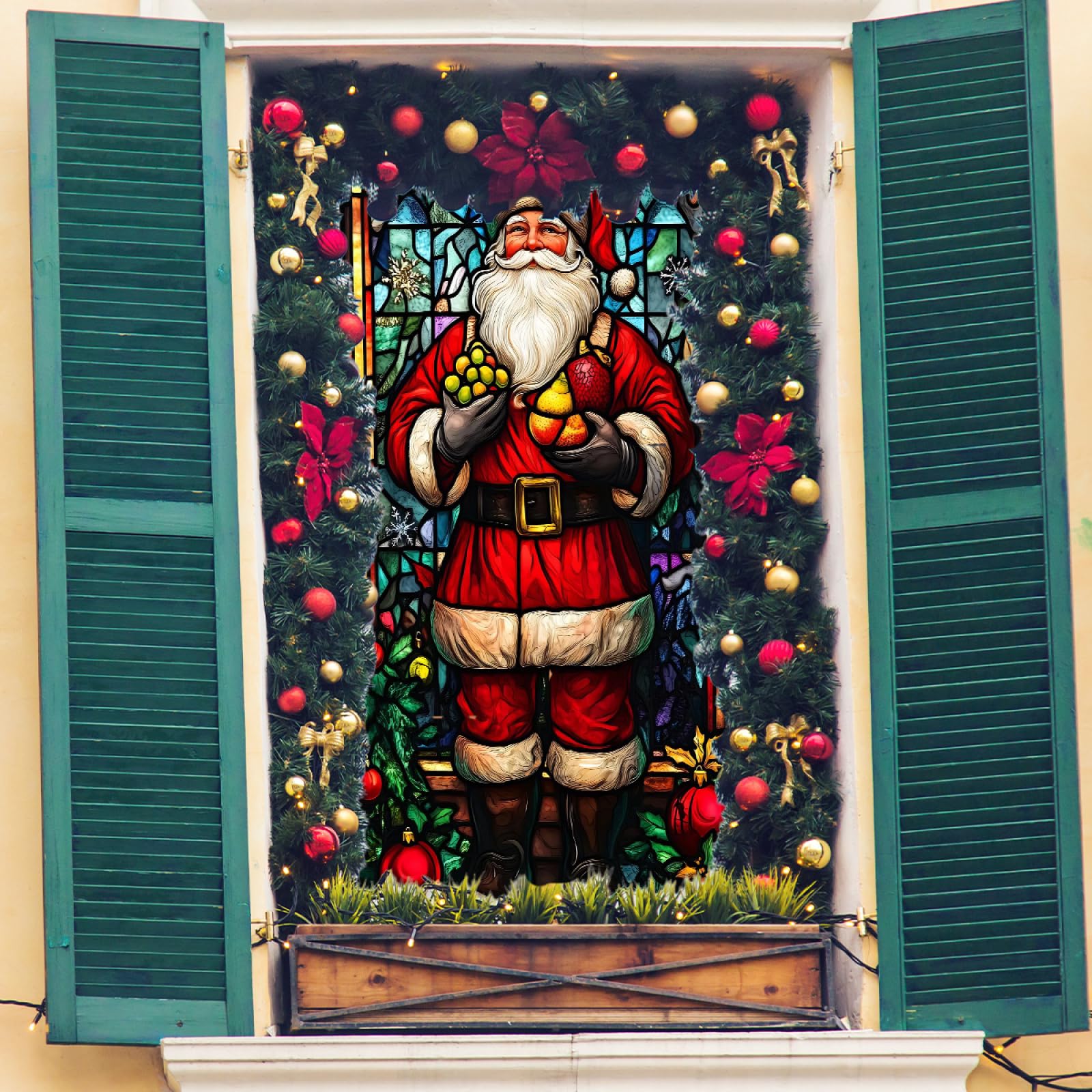 Pellicola Vetri Finestre 45x100cm (3PCS) Babbo Natale Pellicola Adesiva Per Vetri Oscurante,Adesivi Per Vetro Autoadesiva,Pellicole Vetri Anti Uv,Pellicola Privacy Finestre Casa/Ufficio