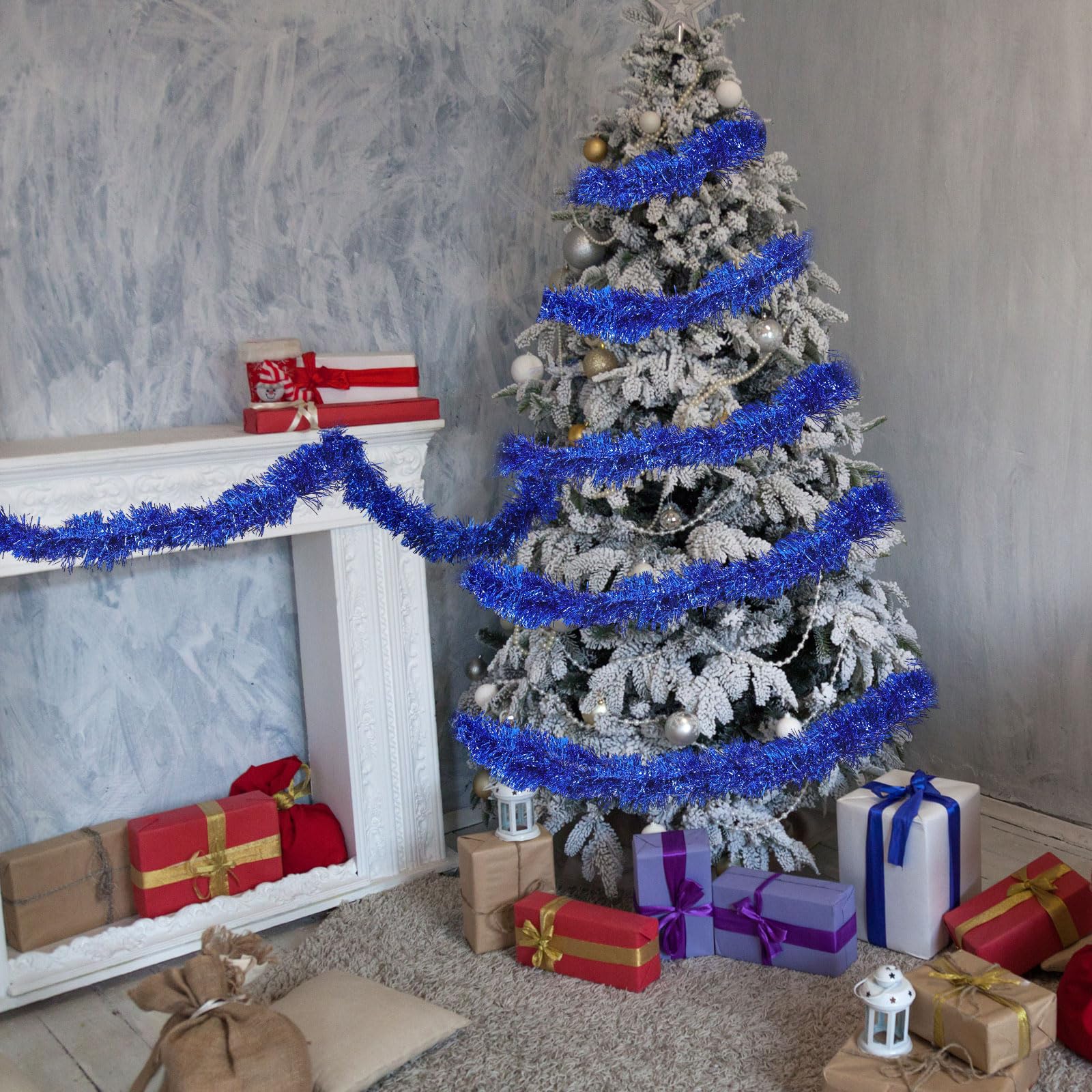 33FT Christmas Tinsel Garland,Green Shiny Metallic Jamaica