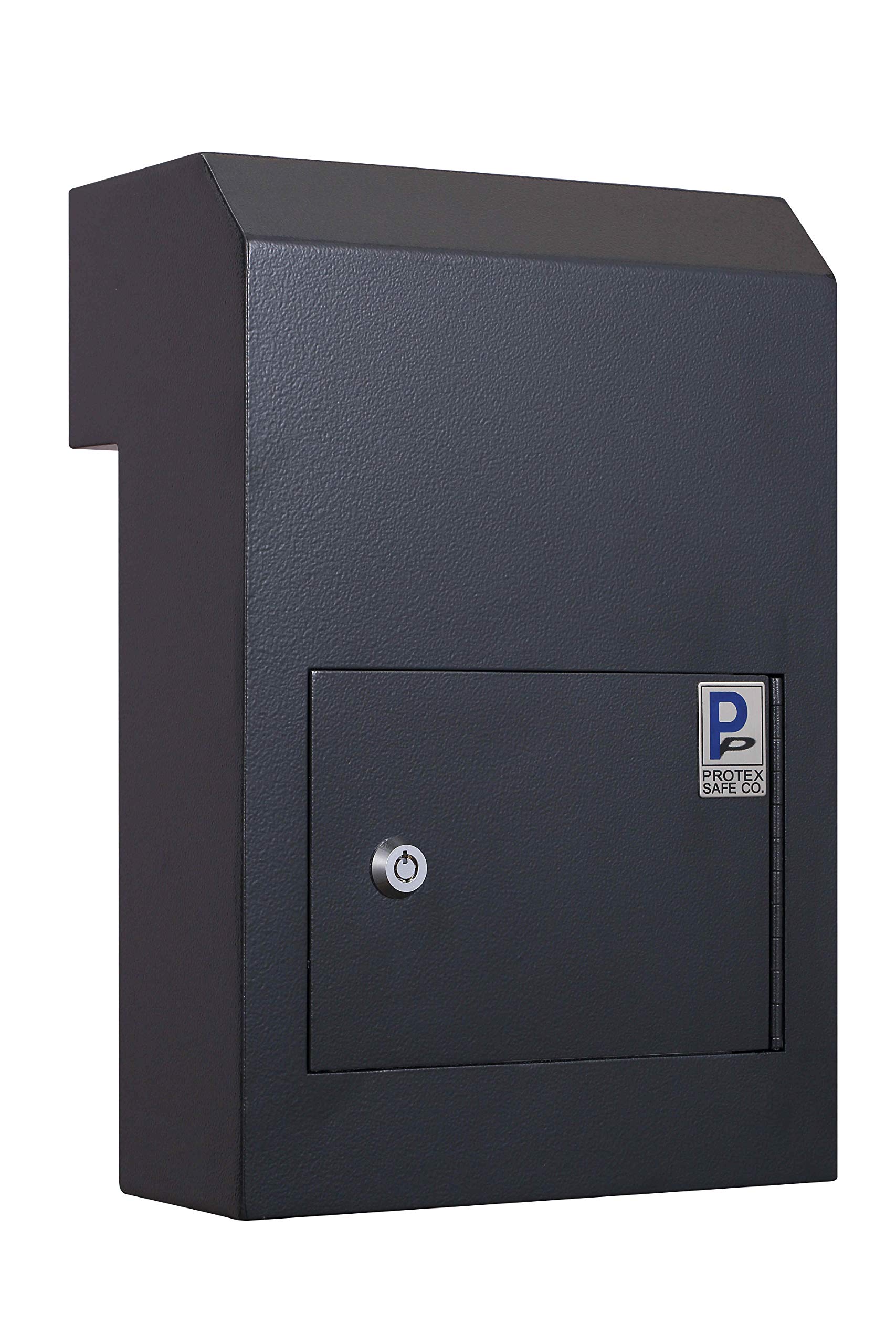 Protex Through Door Drop Box (WSS-159)-Black, for Keys, car remotes, Cash, Checks and envelopes, Metal Baffle, Pre-drilled mounting Holes,Double Steel Door, Adjustable Metal Frame