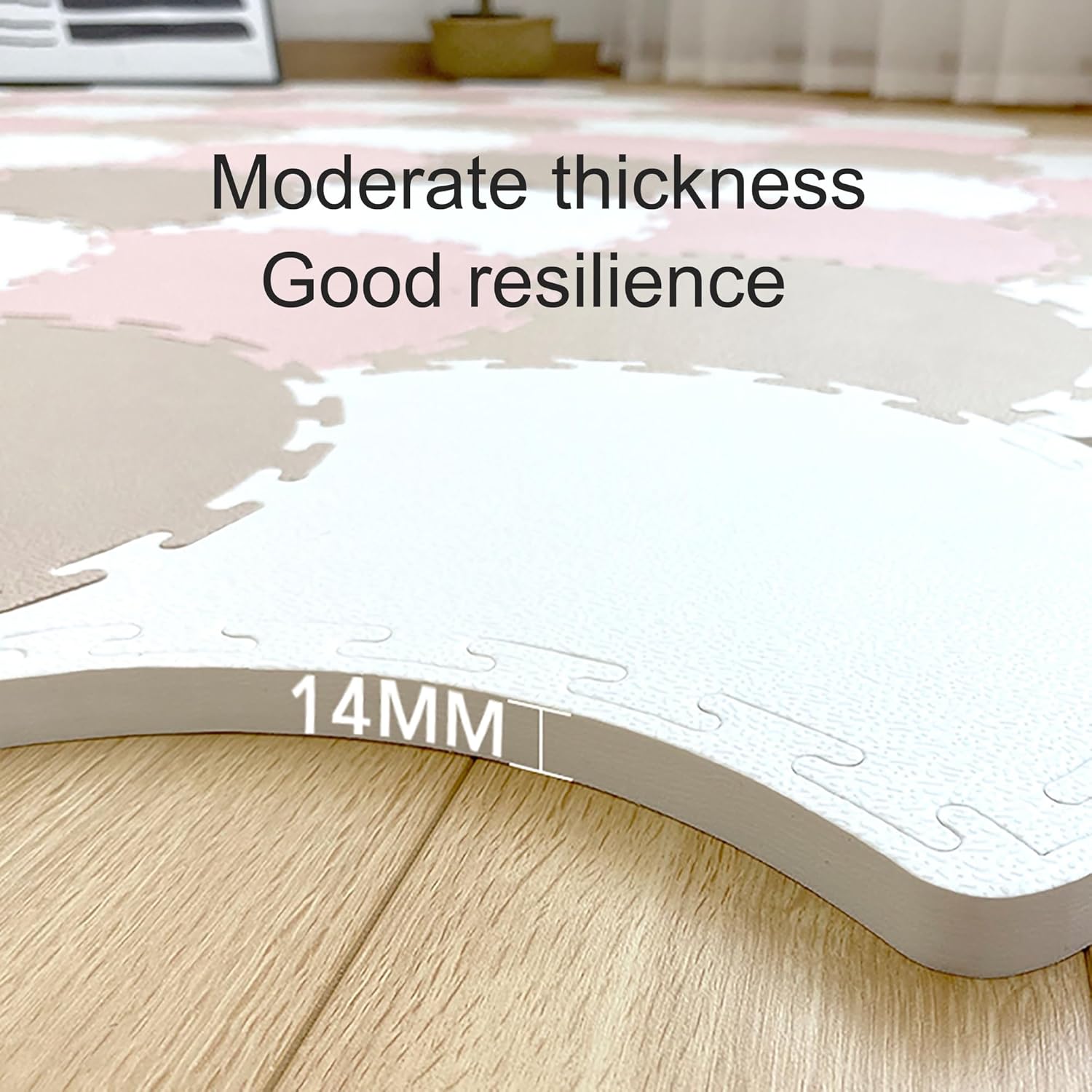 30pcs Interlocking Foam Floor Mats for Kids & Adults, Modern Geometric Design, Soft PE Material, 10 White, Beige, Pink Mats, Versatile Indoor/Outdoor Use, Non-Toxic, 1 Complete Set