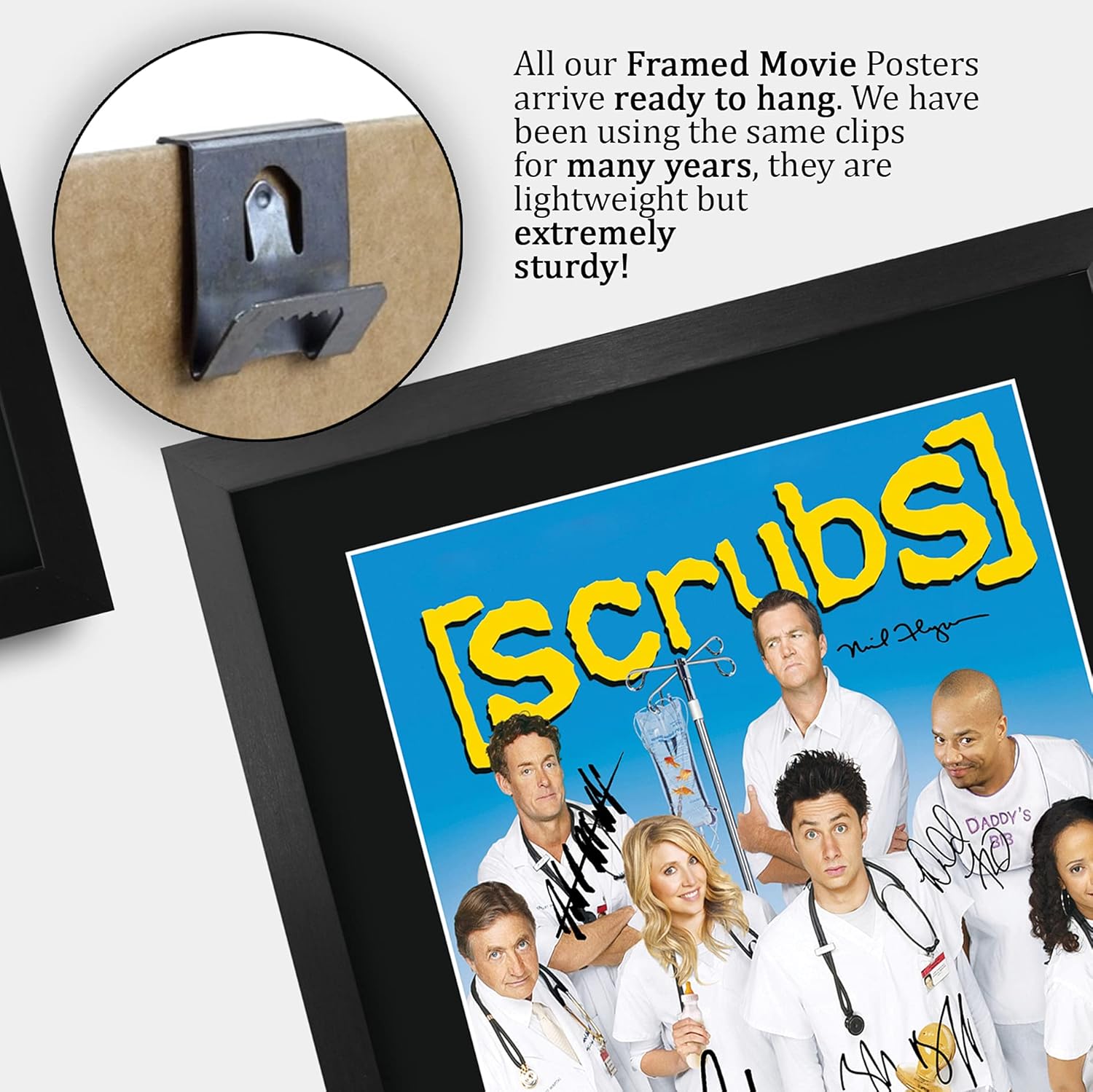 HWC Trading Scrubs 16 x 12 inch Gifts Printed Signed Autograph Poster for TV Memorabilia Fans - 16" x 12" Framed