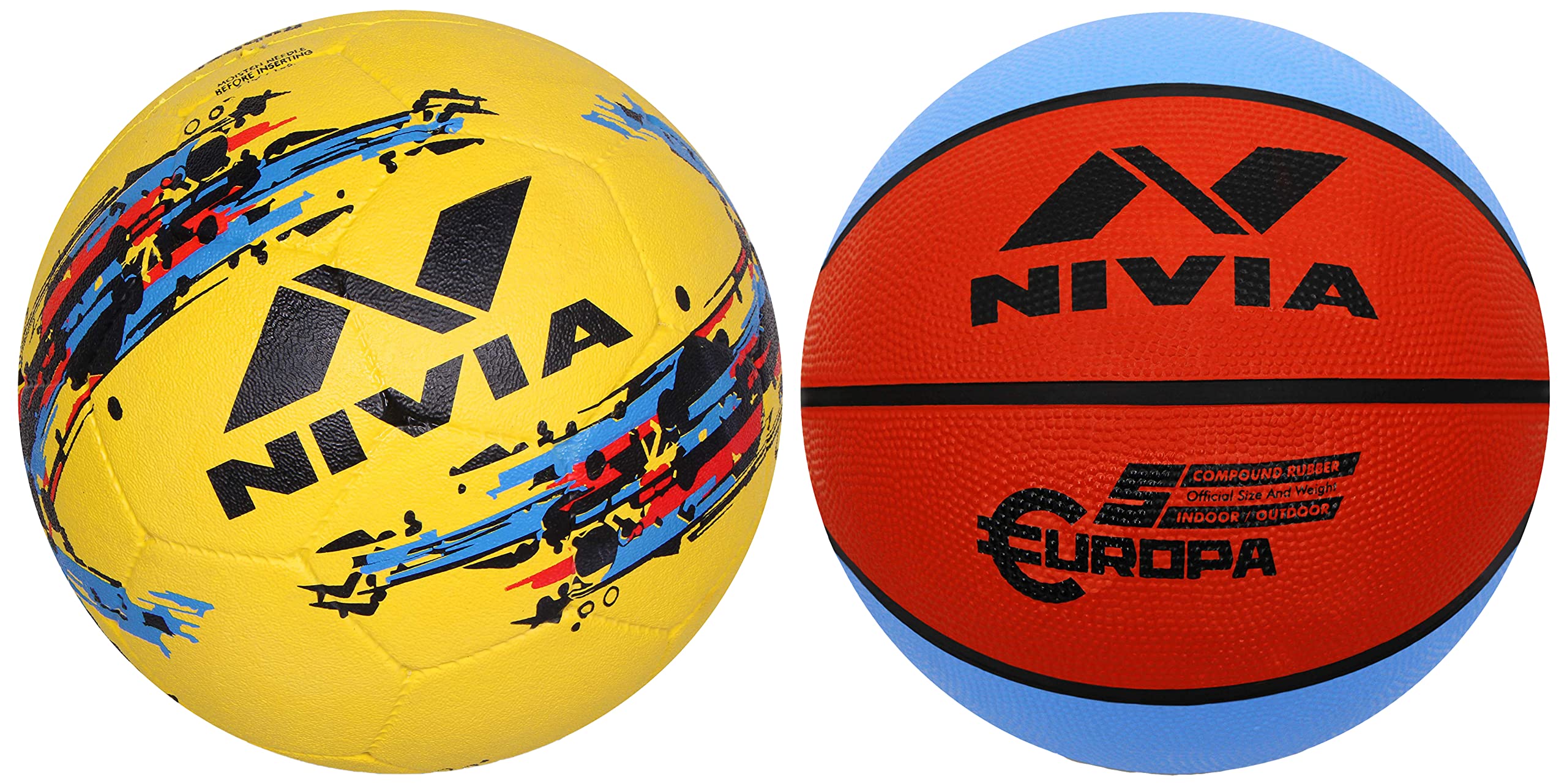 Nivia Storm Football - Size 5 (Yellow), Rubber & 633 Rubber Europa Basketball, Size 5 (Multicolour) (B09SG5X55L) Amazon Price History, Amazon Price Tracker