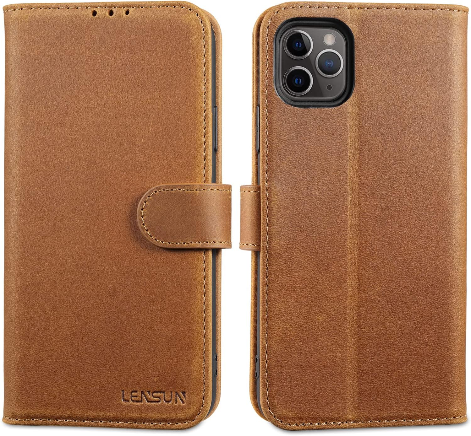 Handytasche Iphone 11 Pro Zum Umhängen LENSUN Echtleder Hülle für iPhone 11 Pro Max, Handyhülle Handytasche