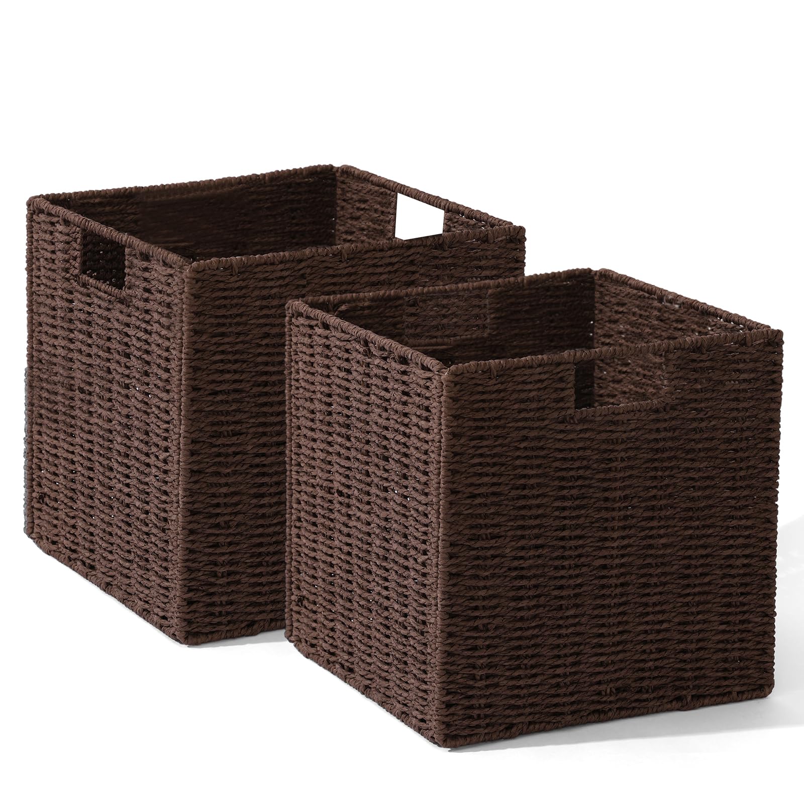 Hand-Woven Paper Rope Storage Baskets, Set of 2
